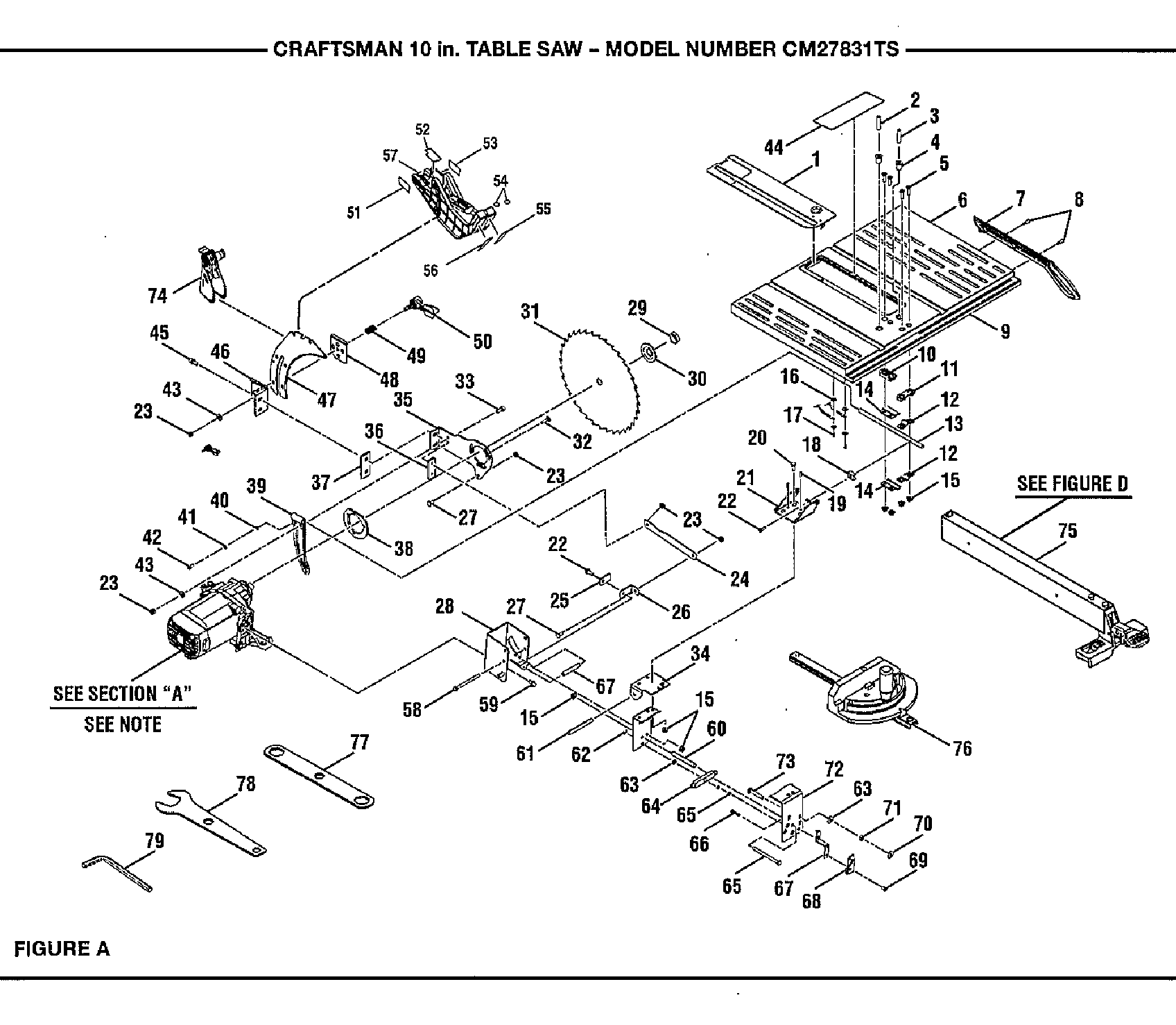 Craftsman 315CM27831TS table diagram