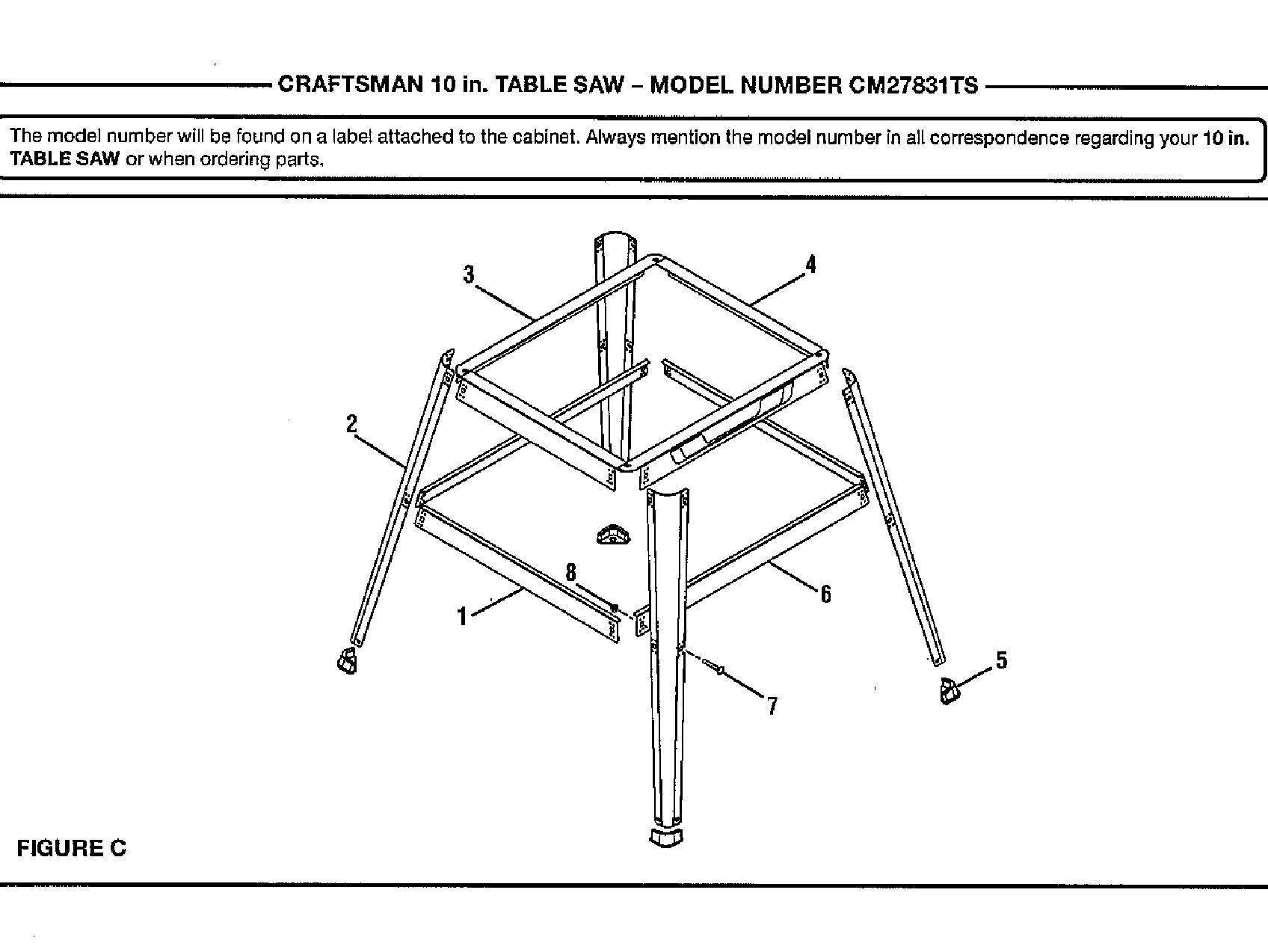 Craftsman 315CM27831TS stand diagram