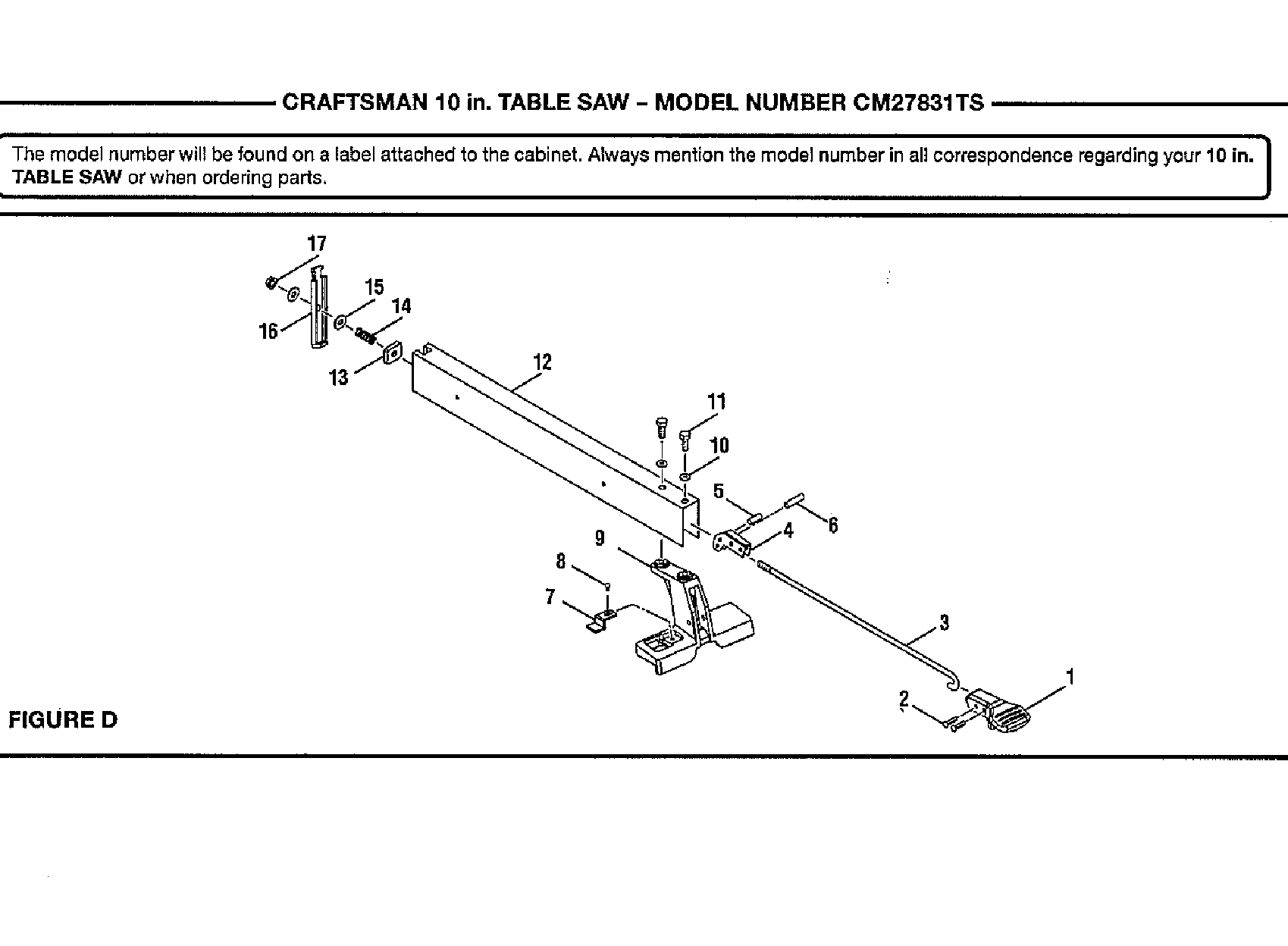 Craftsman 315CM27831TS fence diagram