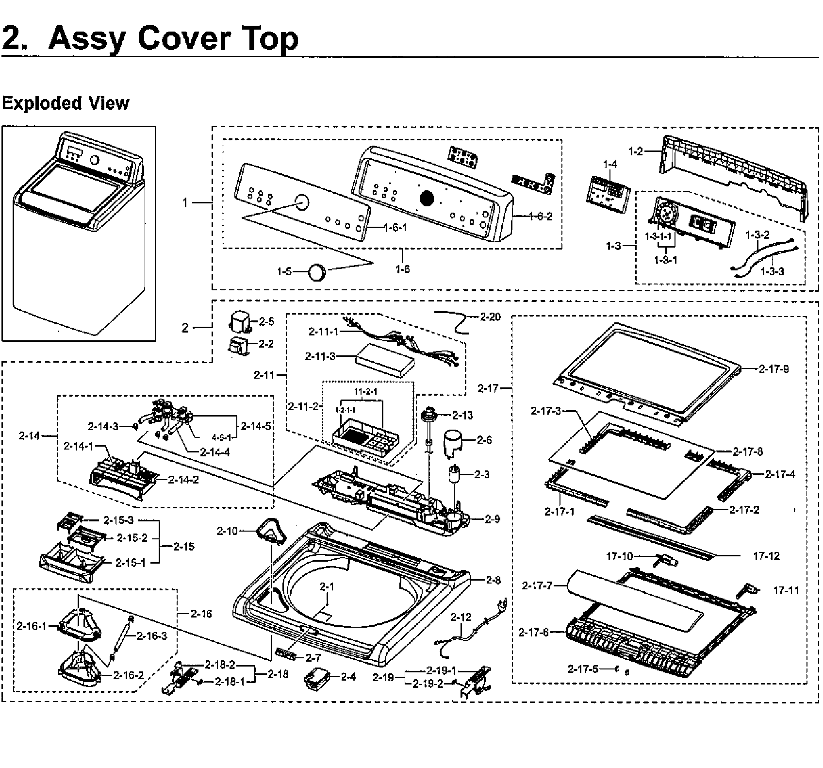 Samsung WA5471ABW/XAA-01 top asy diagram