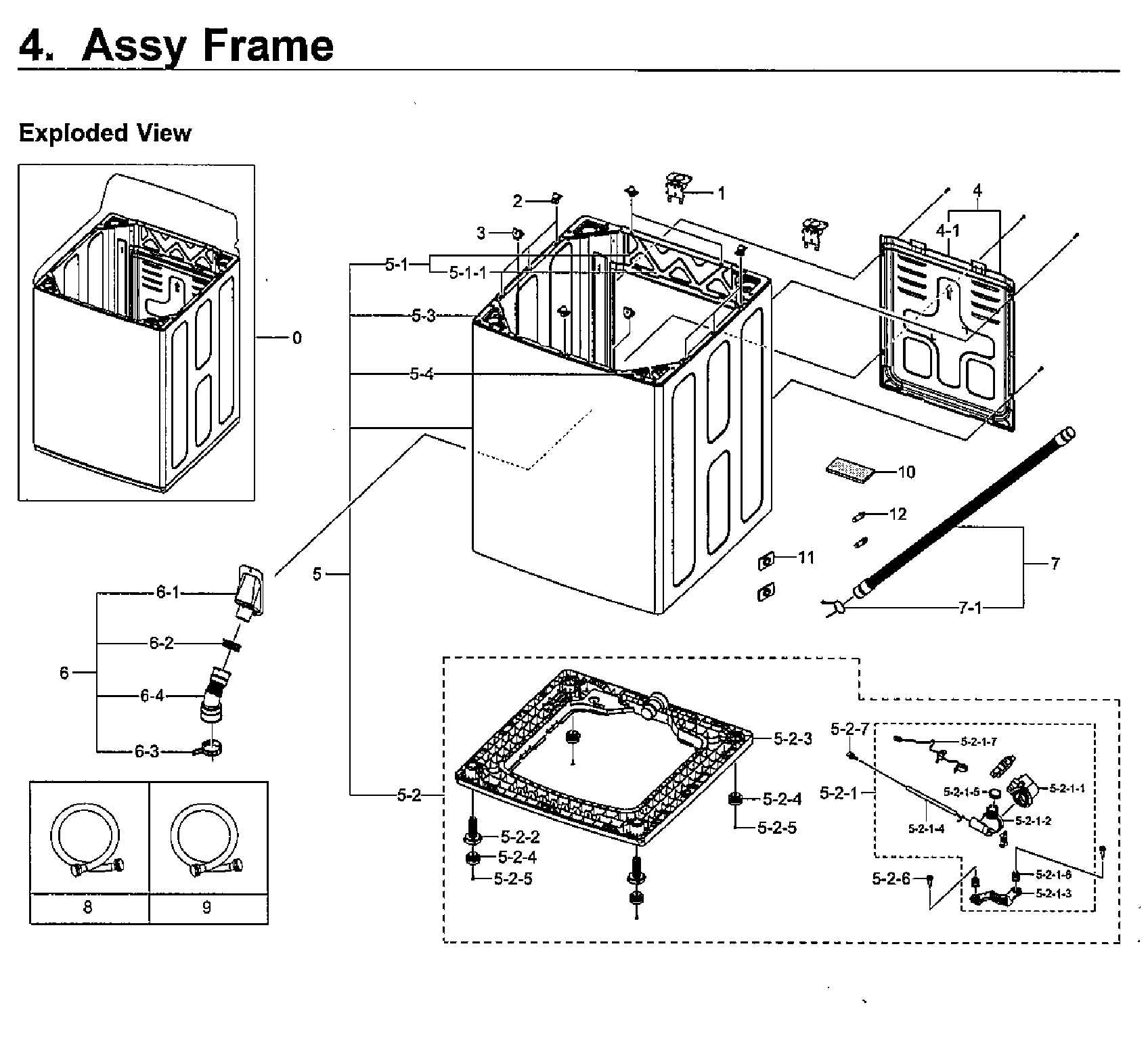 Samsung WA5471ABW/XAA-01 frame asy diagram