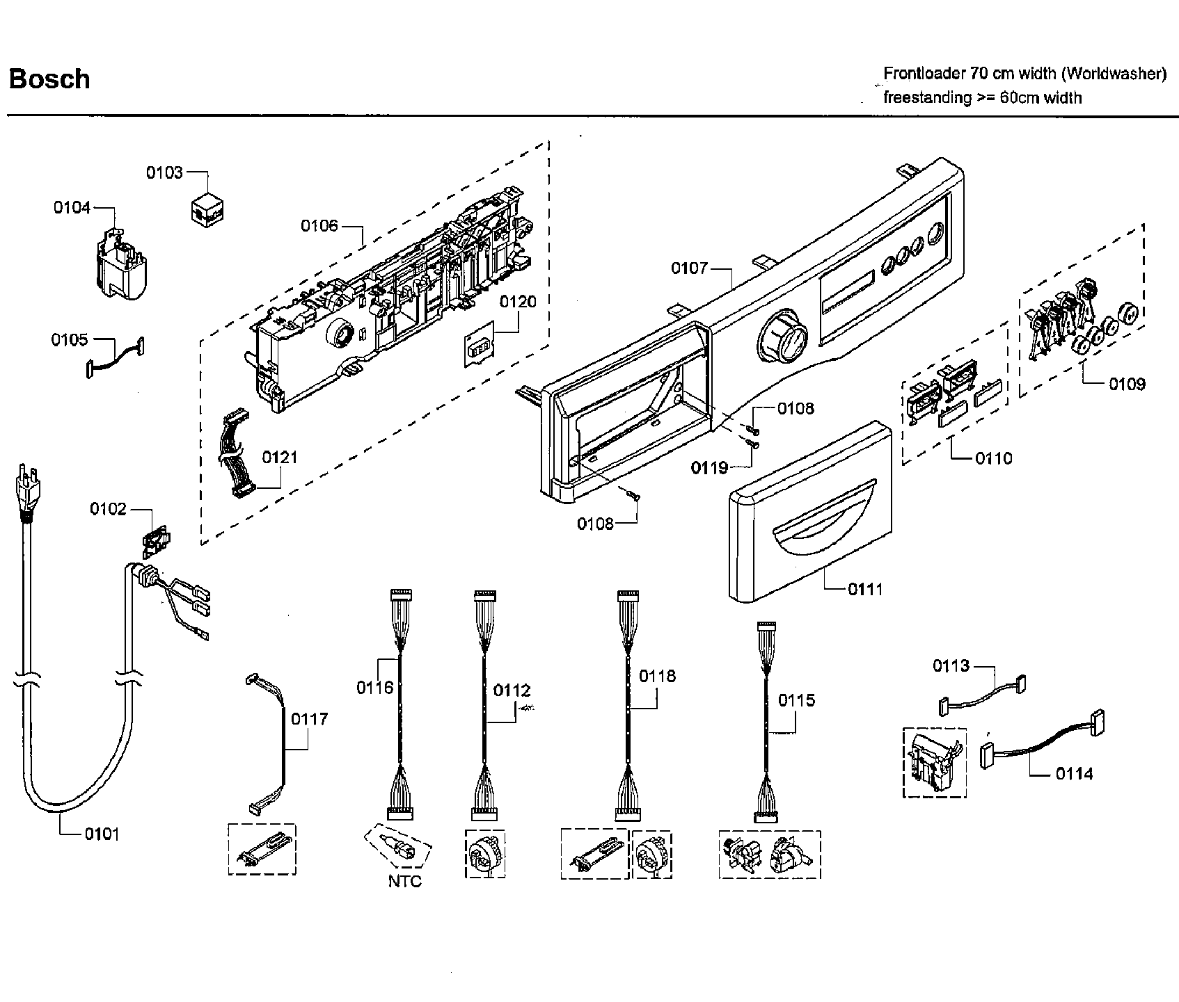 Bosch WFVC544CUC/25 control panel diagram