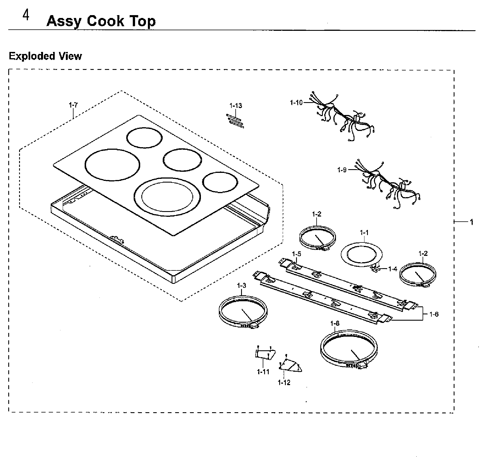Samsung NE59M4320SW/AA-00 cook top diagram