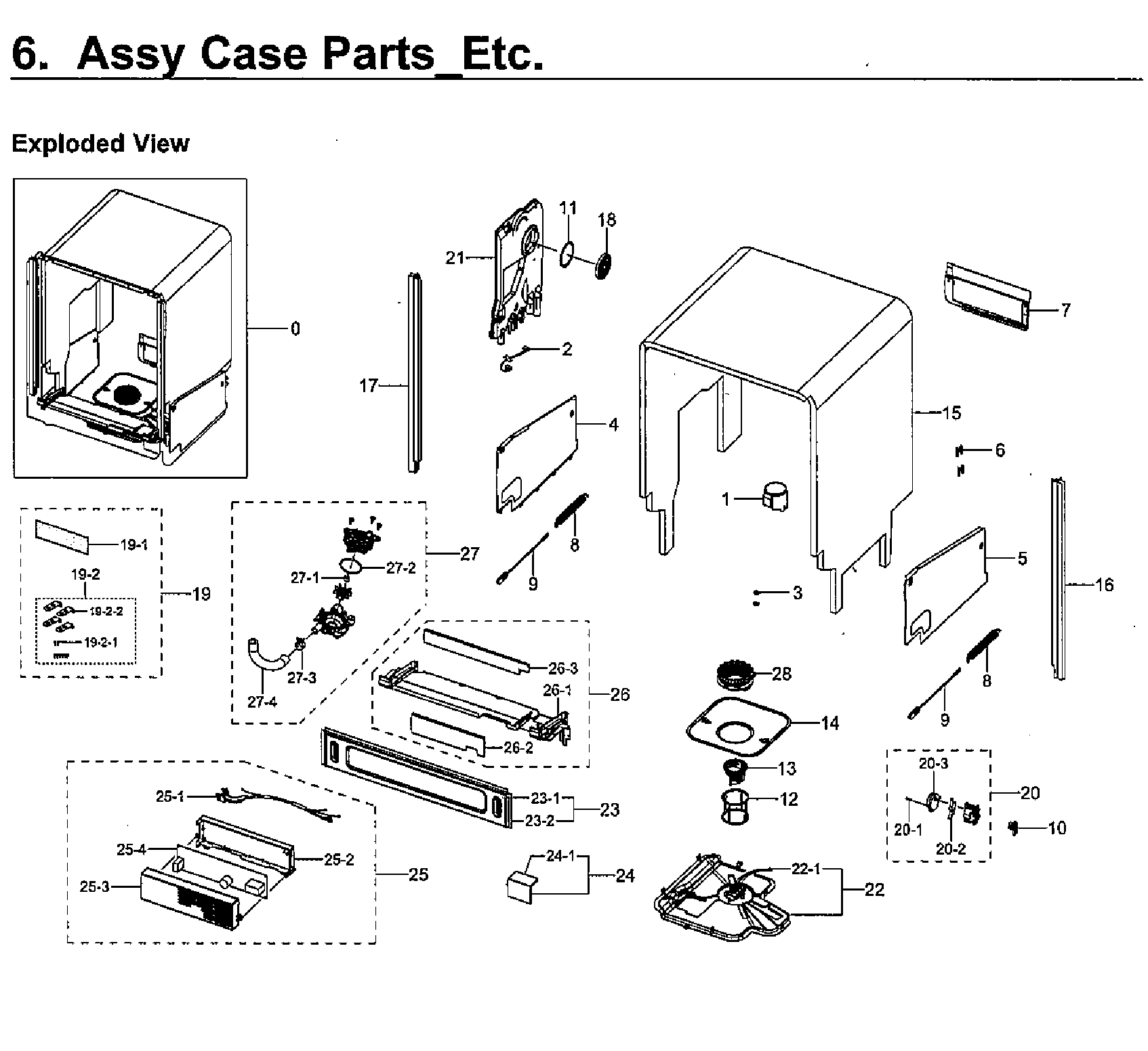 Samsung DW80M9960US/AA-00 case diagram