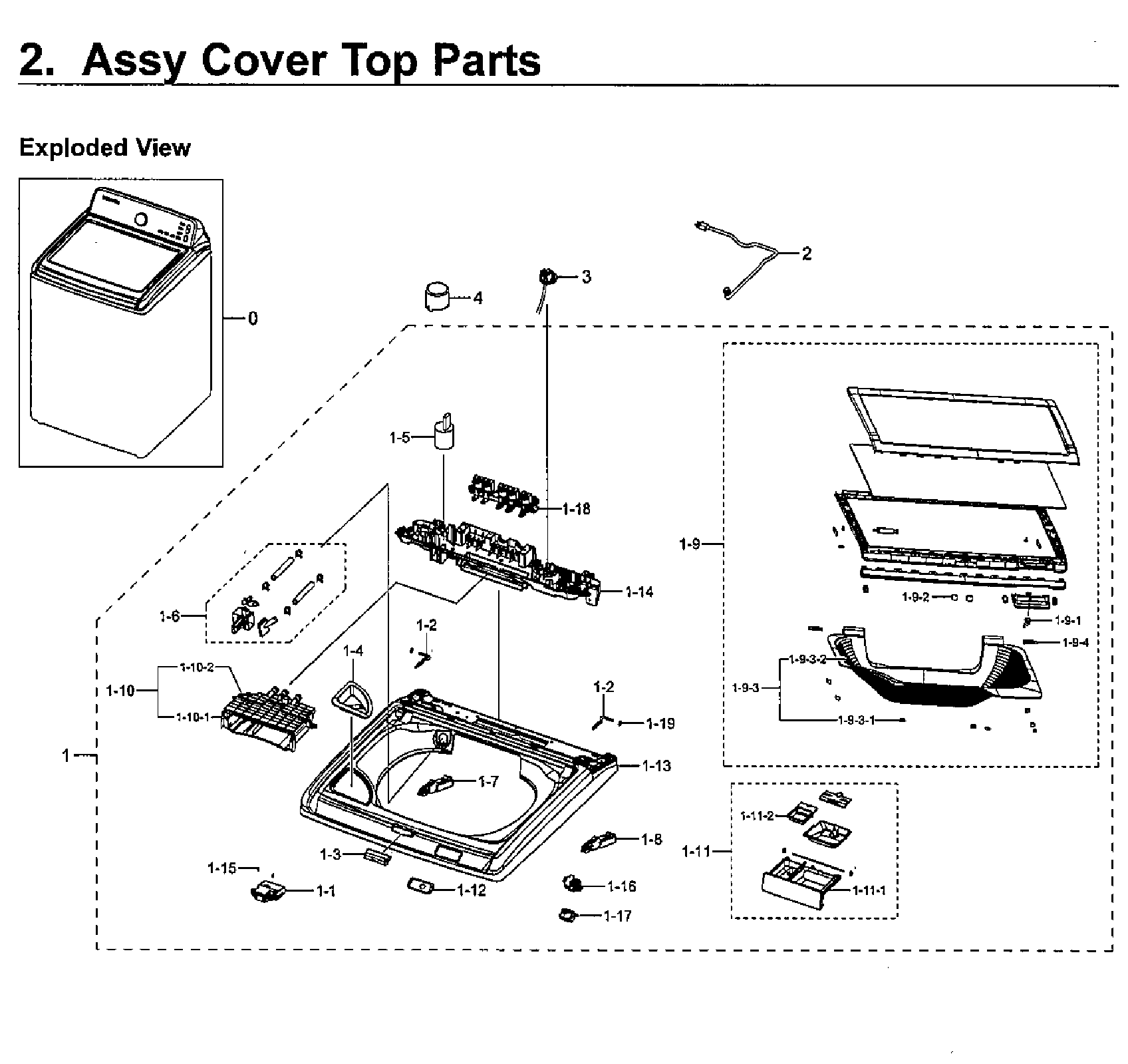 Samsung WA52M7750AV/A4-00 cover top diagram