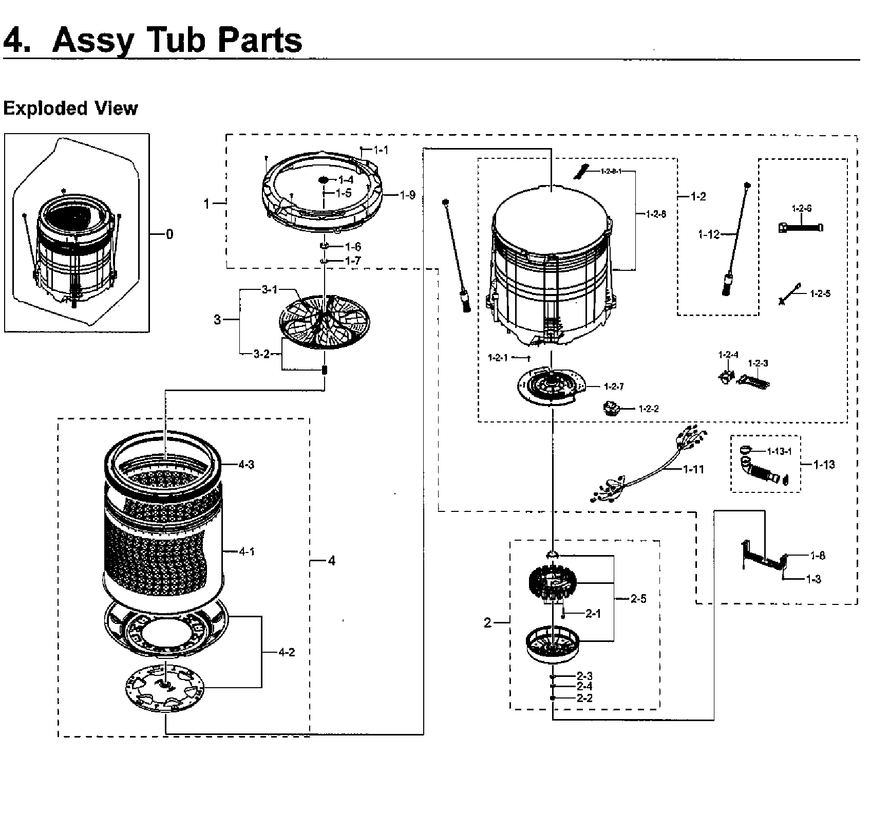 Samsung WA52M7750AV/A4-00 tub diagram