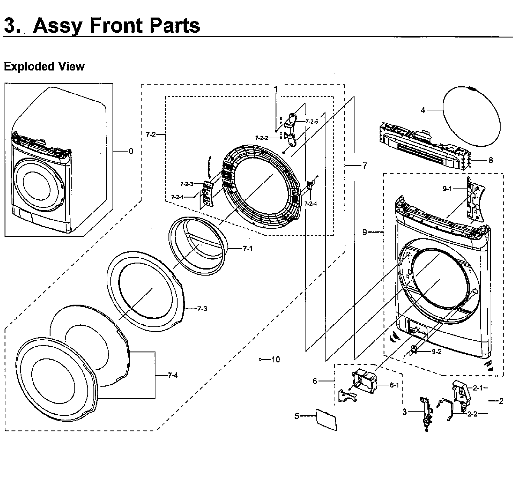 Samsung WV60M9900AV/A5-00 front assy diagram