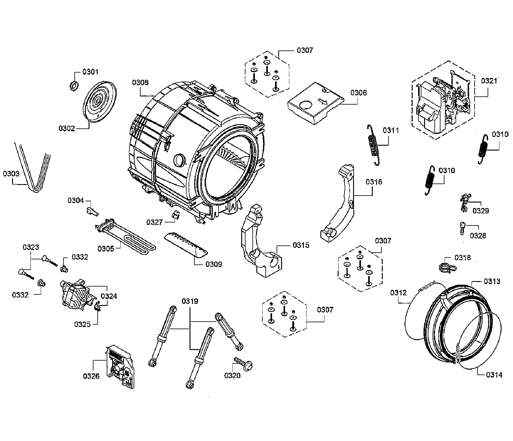 Bosch WAT28402UC/12 tub diagram