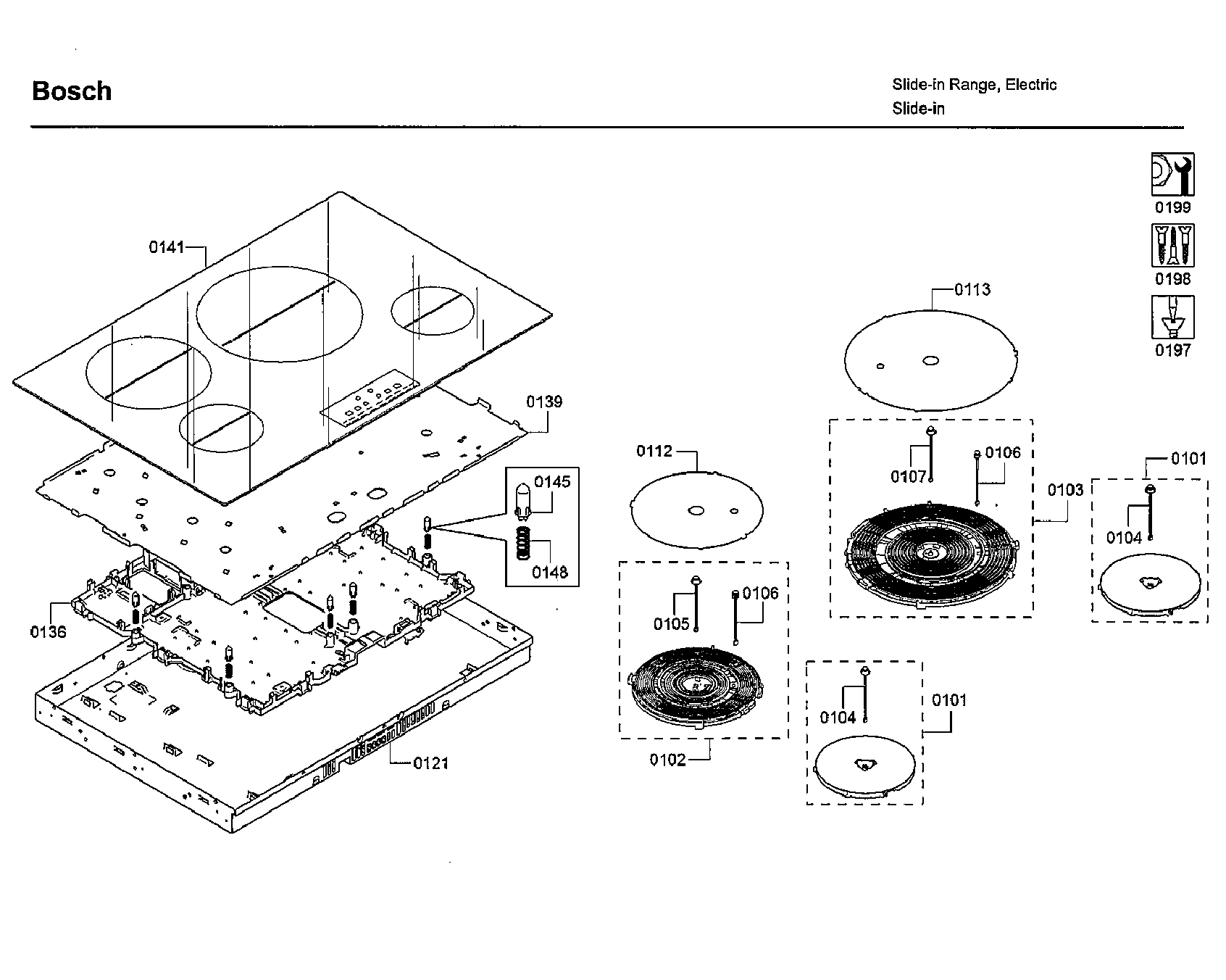 Bosch HII8055U/01 top assy diagram