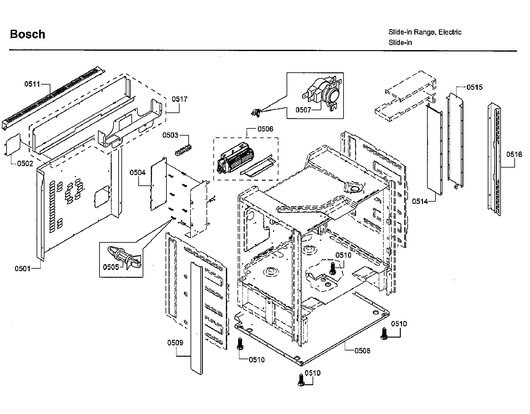 Bosch HII8055U/01 cabinet diagram