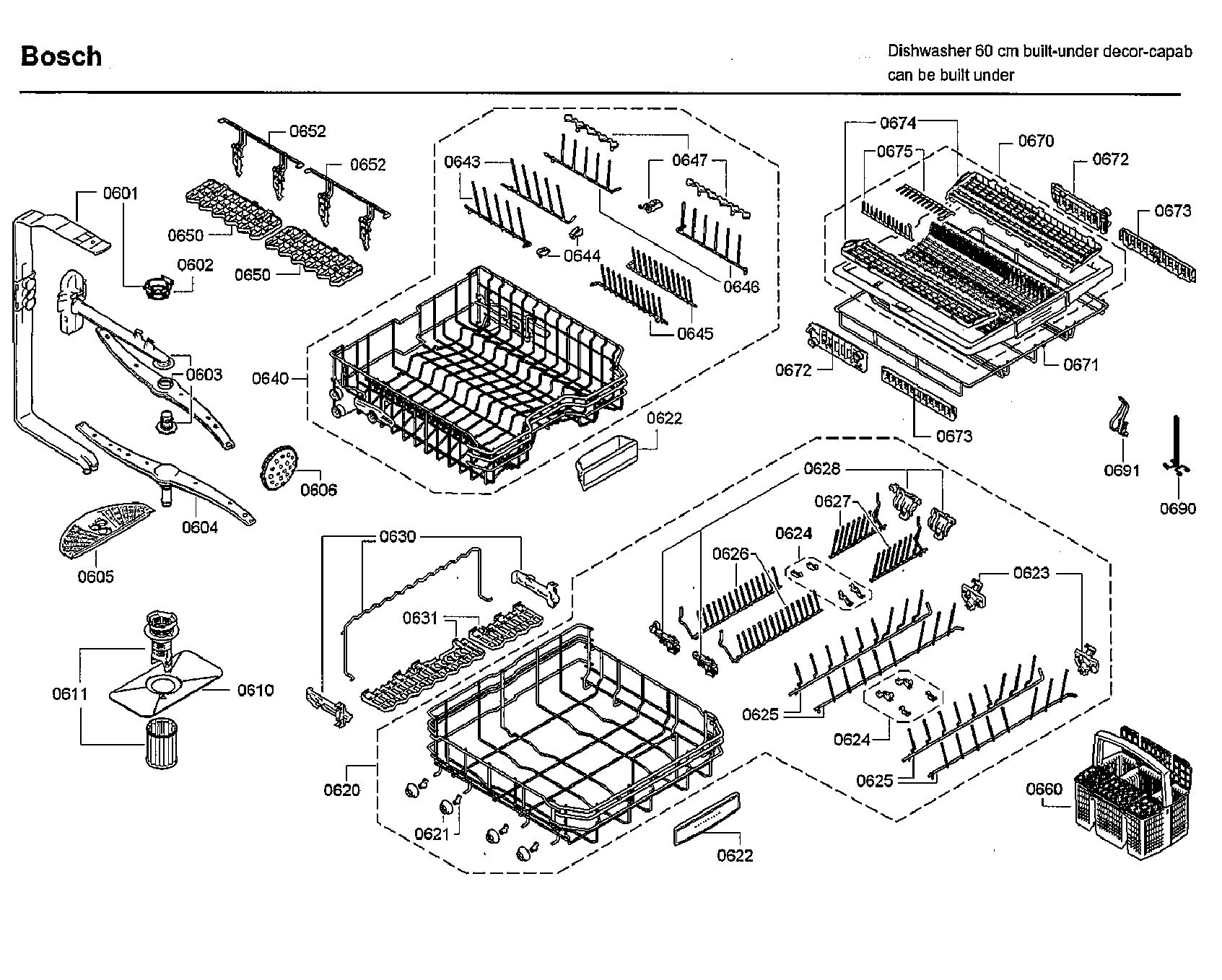 Bosch SHE9PT55UC/D5 baskets diagram