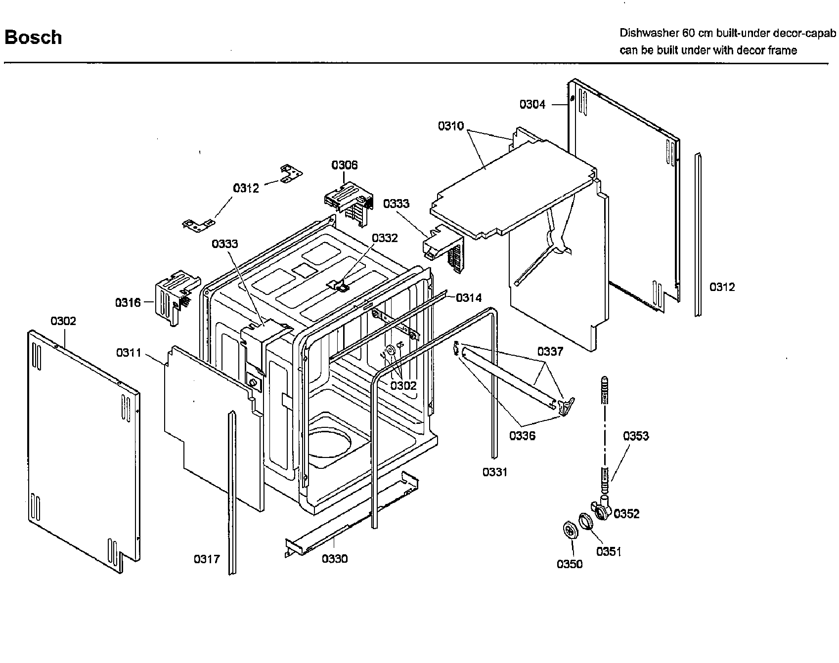Bosch SHU3305UC/14 cabinet diagram