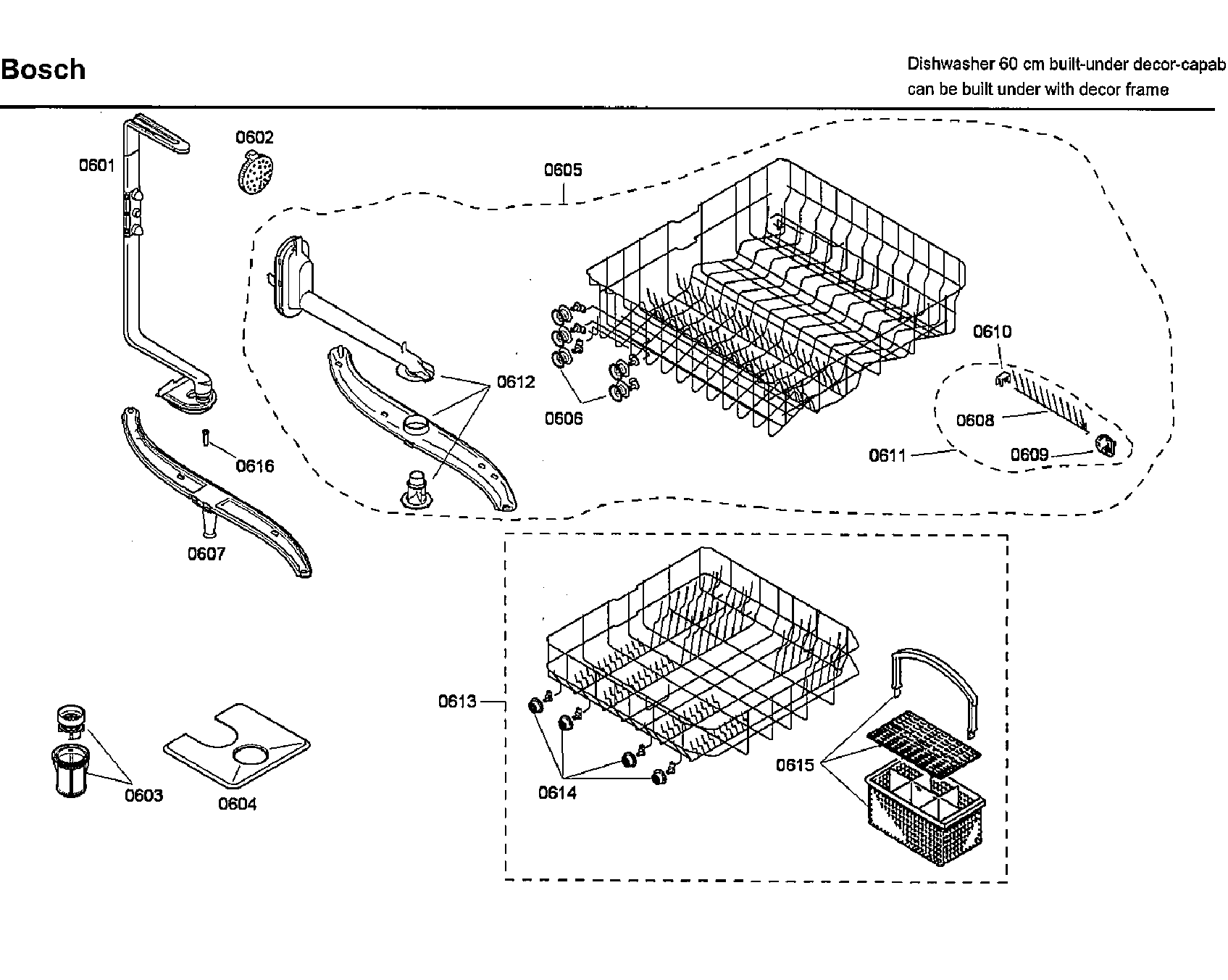 Bosch SHU3322UC/14 baskets diagram
