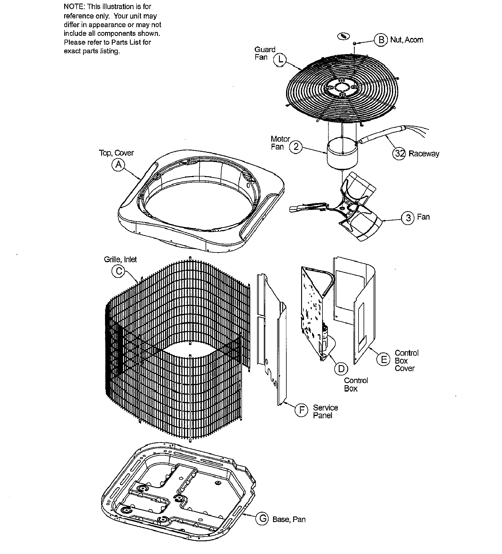 ICP N2A460AKA200 outer parts diagram