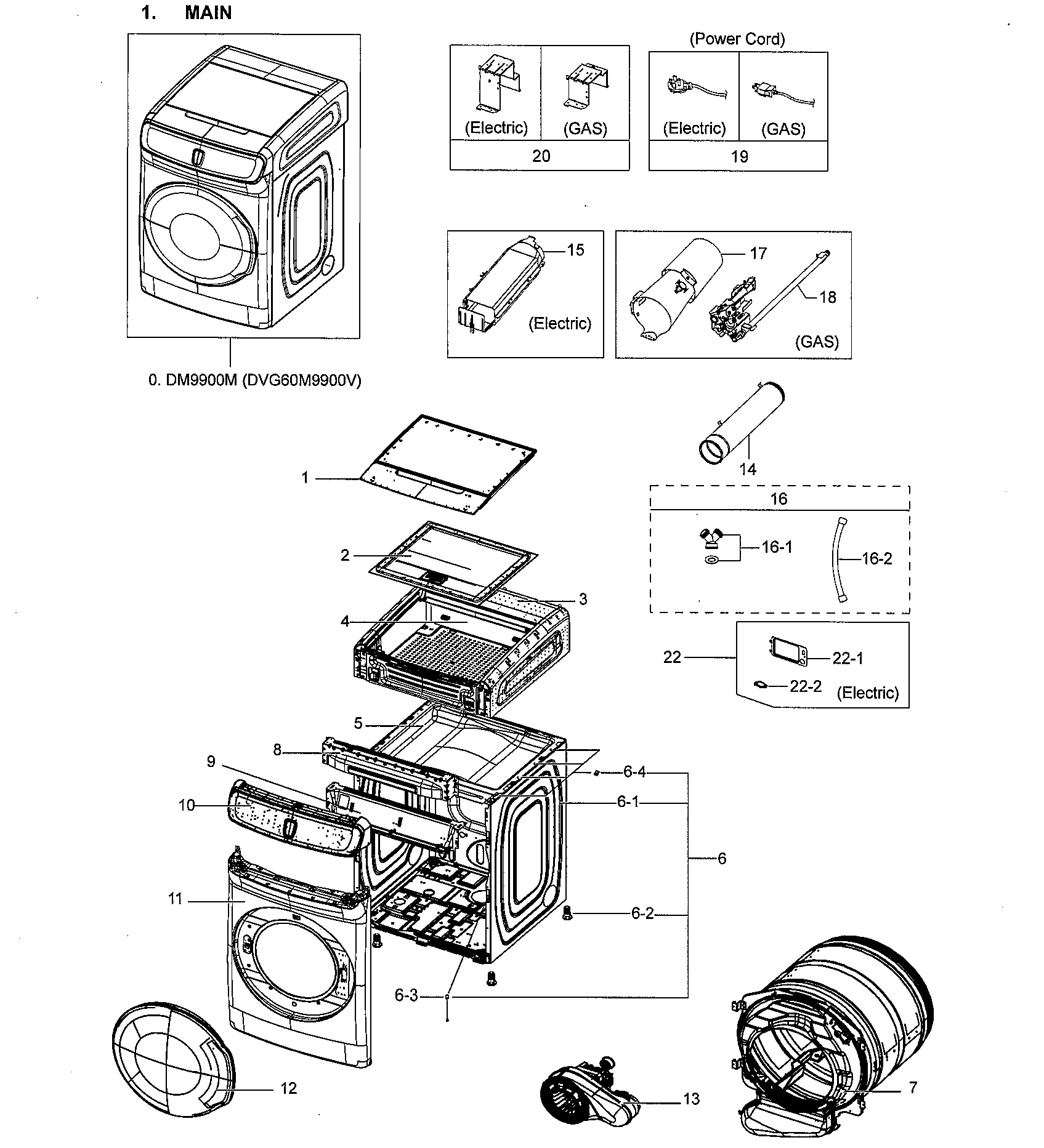 Samsung DVG60M9900V/A3-00 main assy diagram