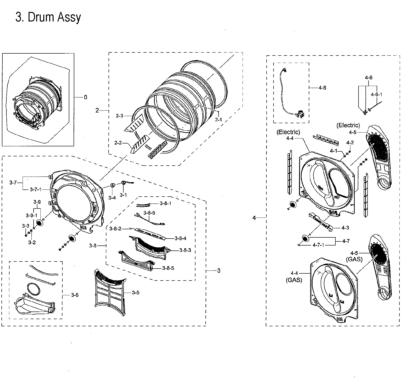 Samsung DVG60M9900V/A3-00 drum assy diagram