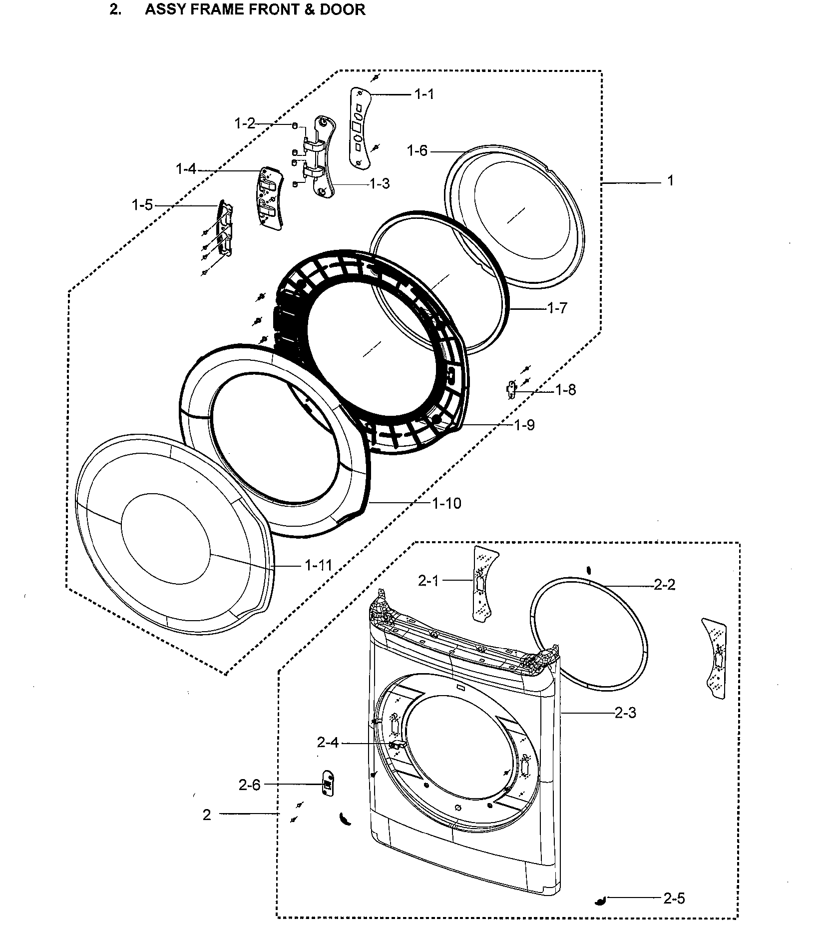 Samsung DVG55M9600W/A3-00 door assy diagram