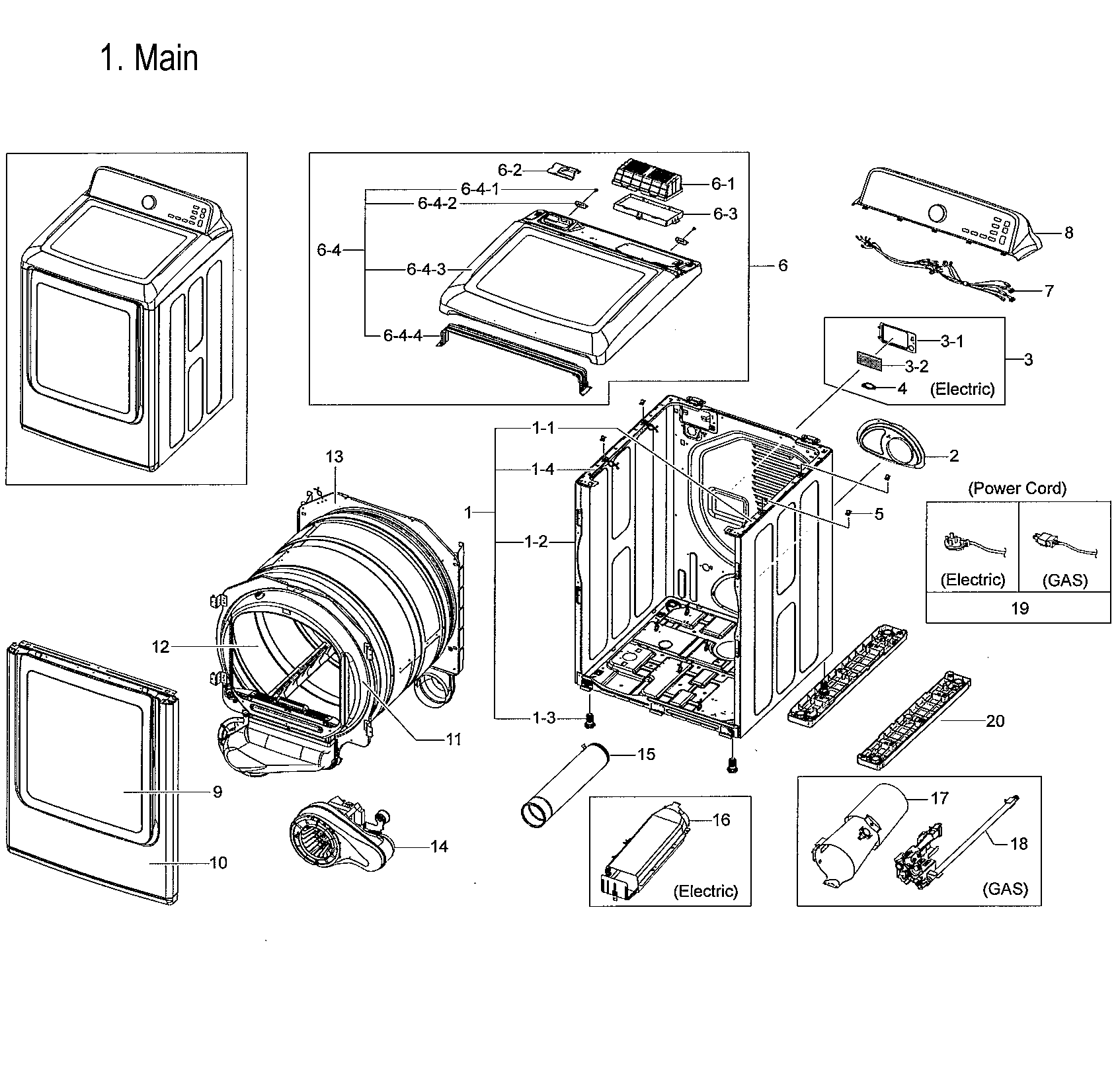 Samsung DVE52M7750V/A3-00 main assy diagram
