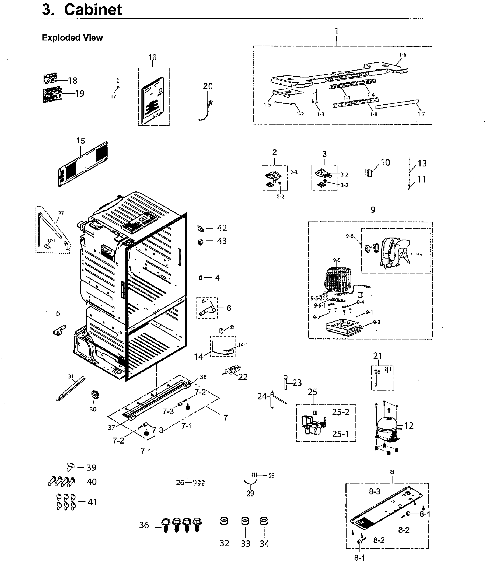 Samsung RF220NCTASG/AA-00 cabinet diagram