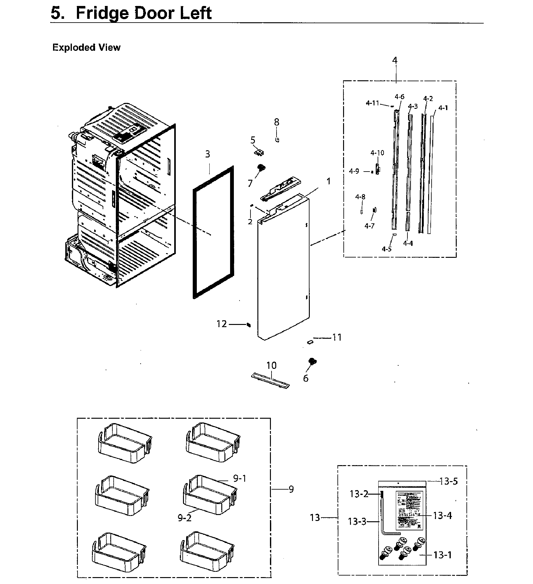 Samsung RF220NCTASG/AA-00 left door diagram