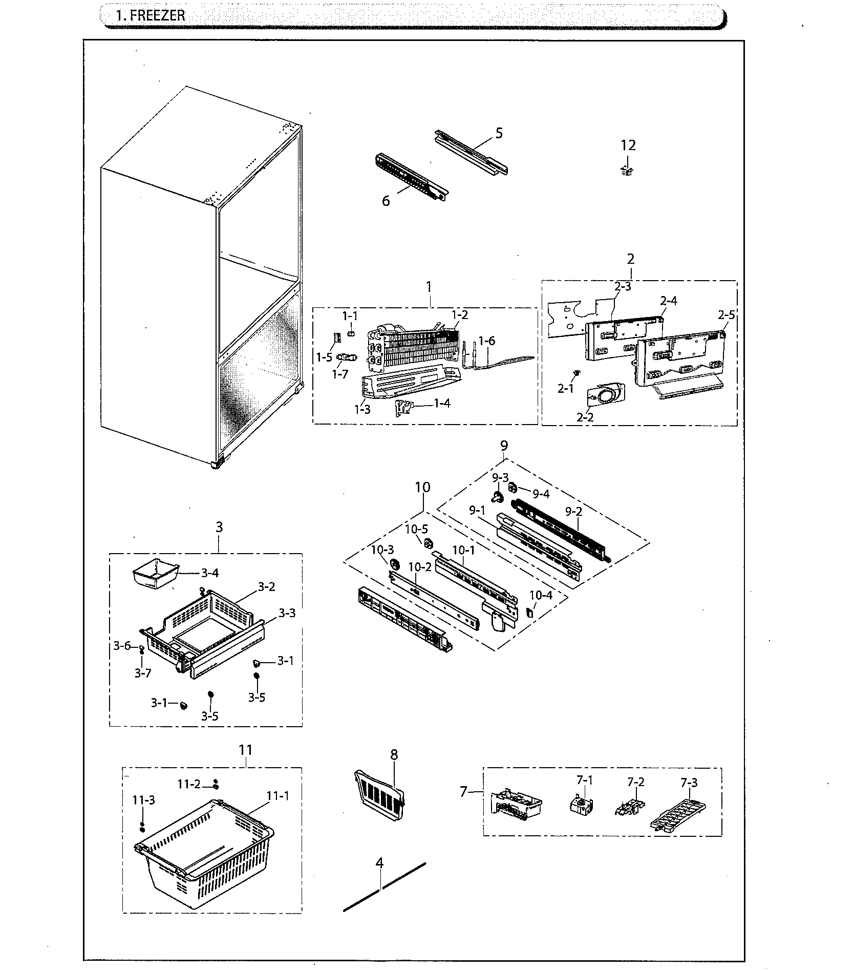 Samsung RF220NCTAWW/AA-02 freezer diagram