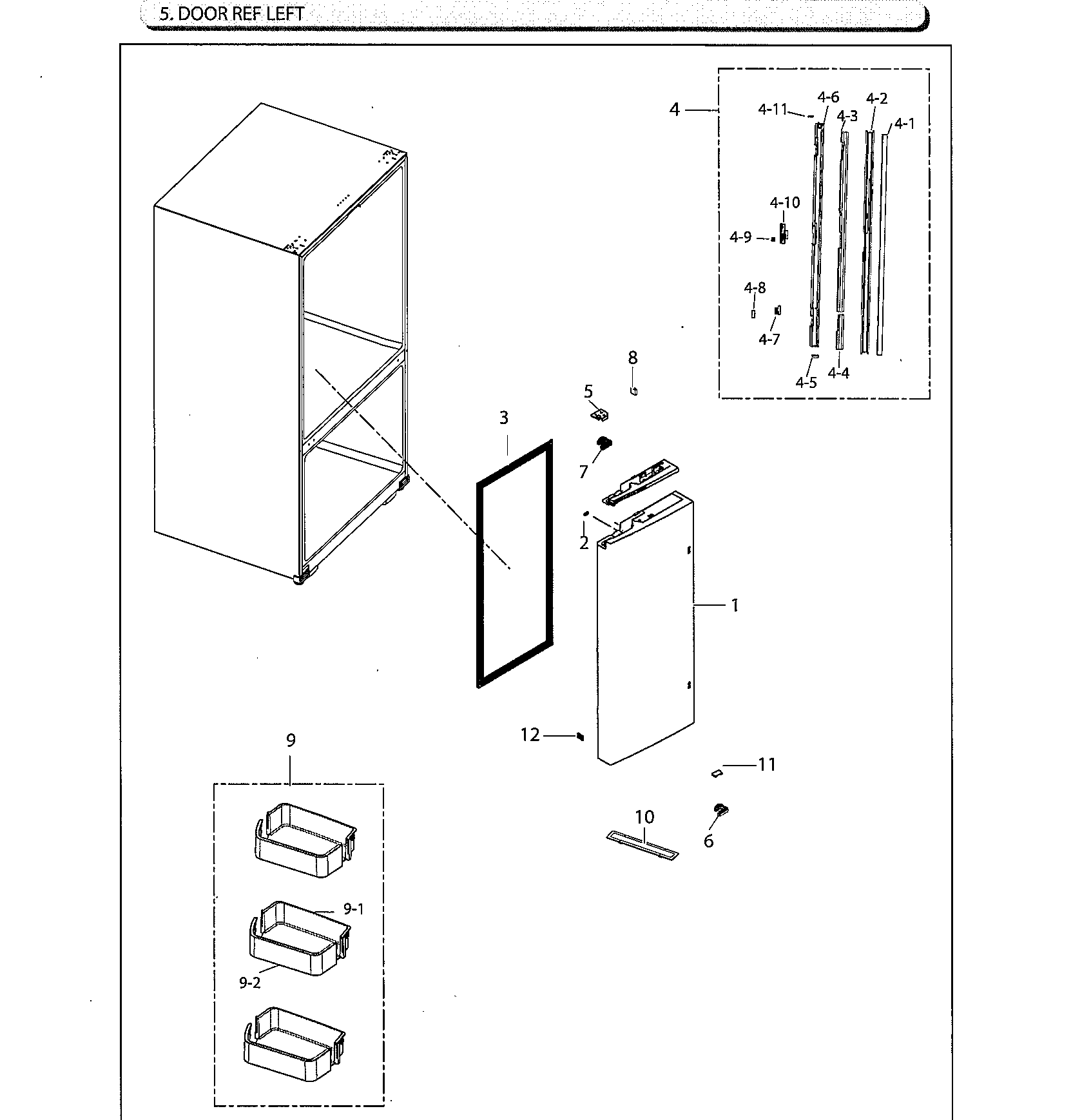 Samsung RF220NCTAWW/AA-02 left door diagram