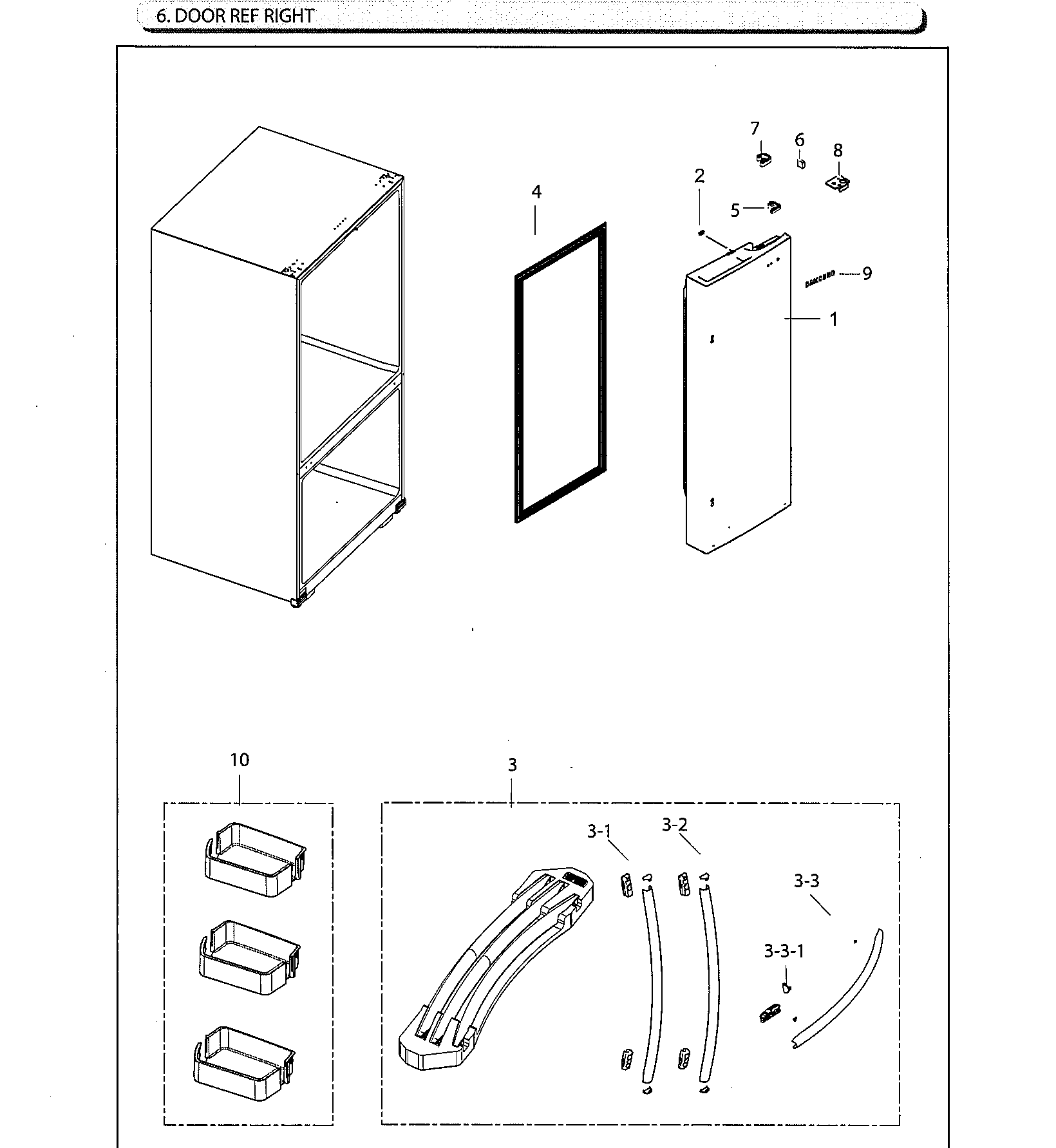 Samsung RF220NCTAWW/AA-02 right door diagram