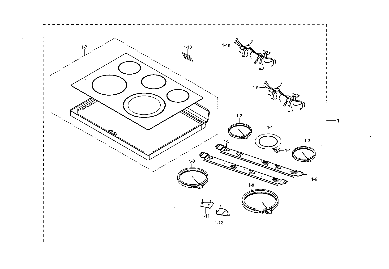 Samsung NE59M4320SB/AA-00 cooktop diagram