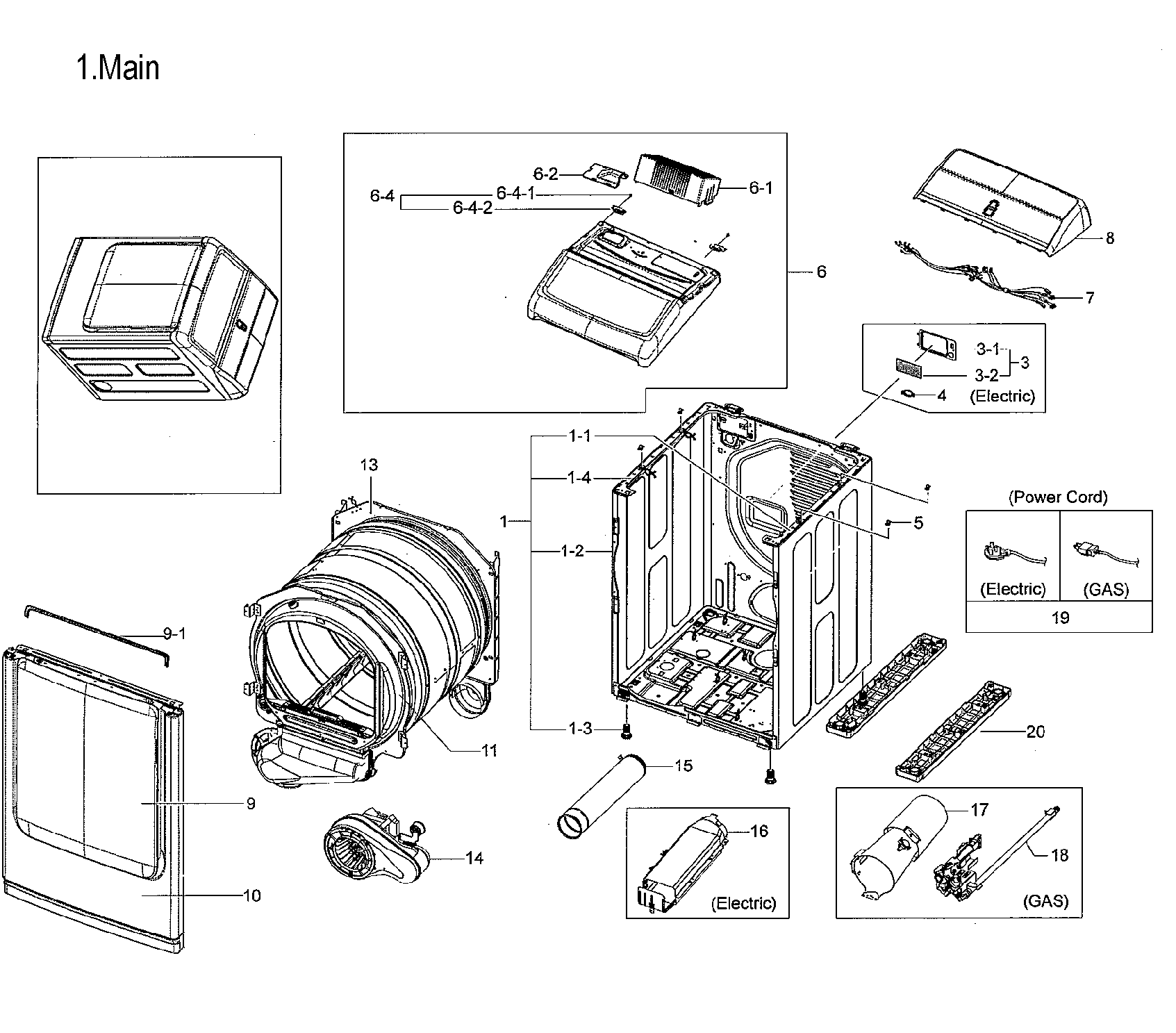 Samsung DVE54M8750W/A3-00 main asy diagram