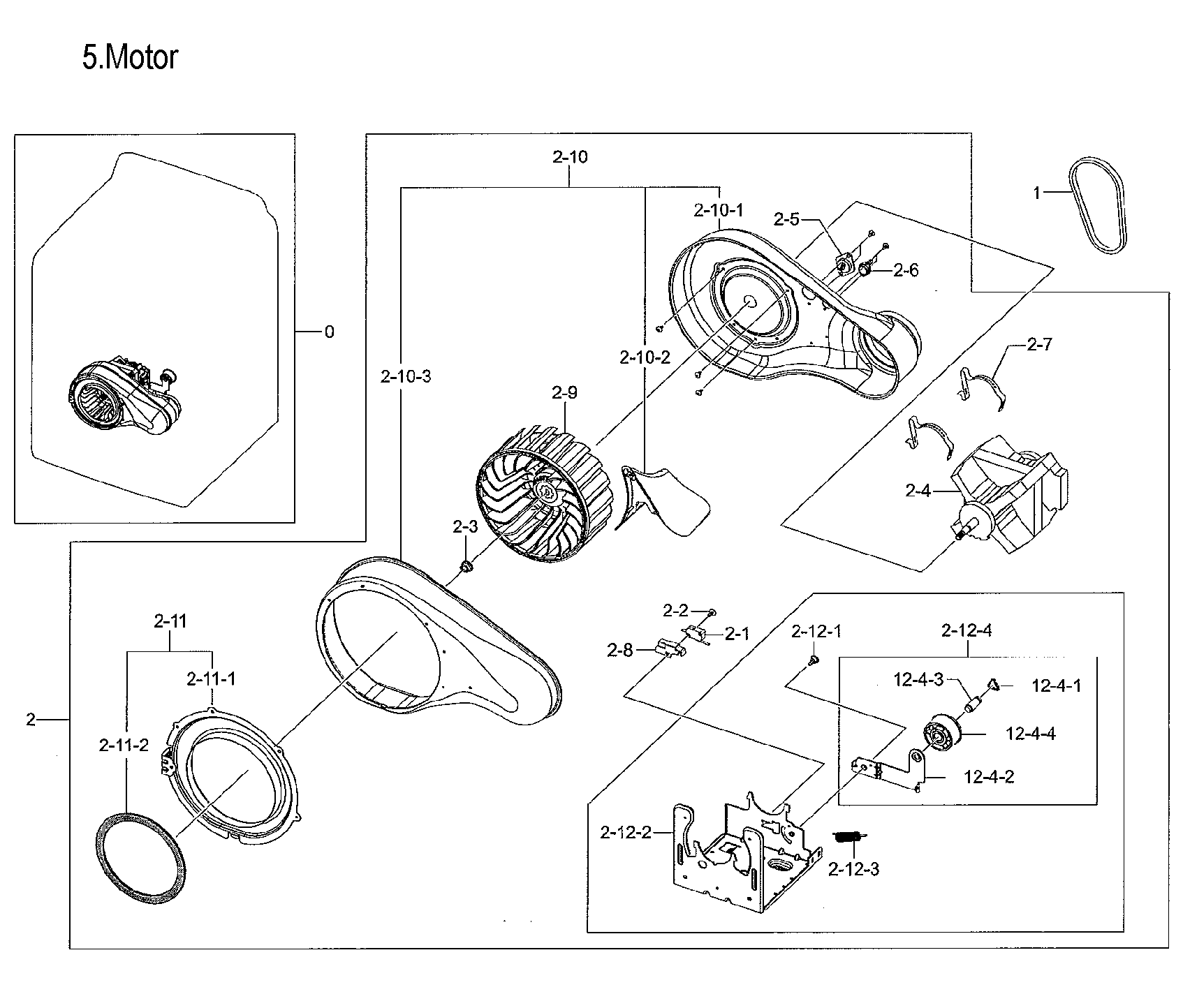 Samsung DVE54M8750W/A3-00 motor duct diagram
