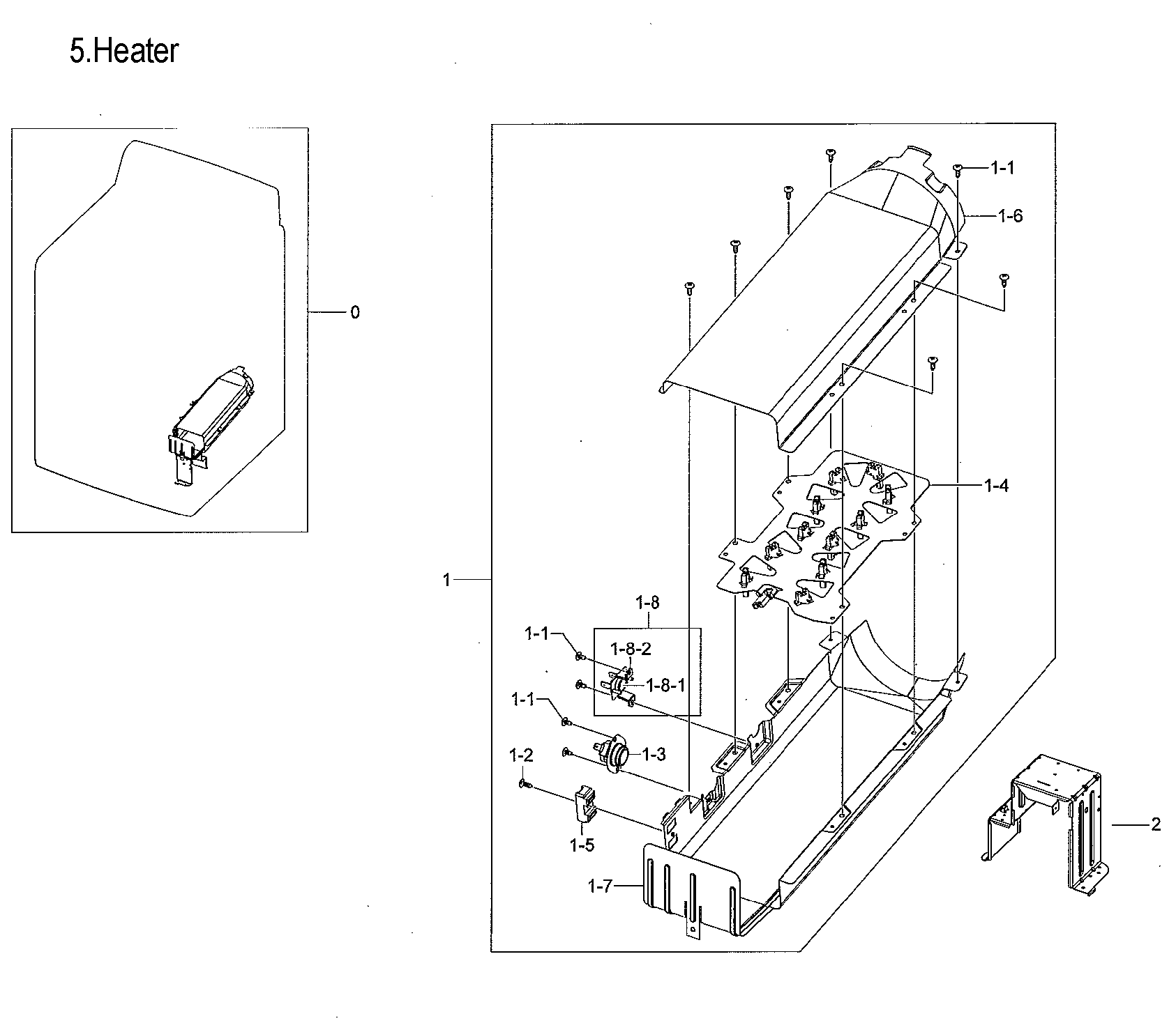 Samsung DVE54M8750W/A3-00 duct heater diagram