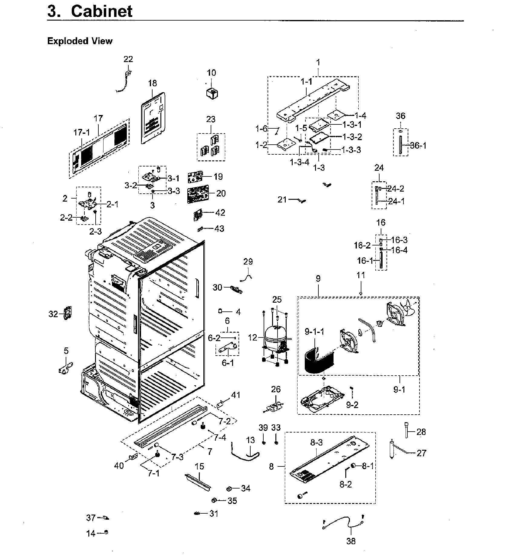 Samsung RF265BEAESR/AA-00 cabinet diagram