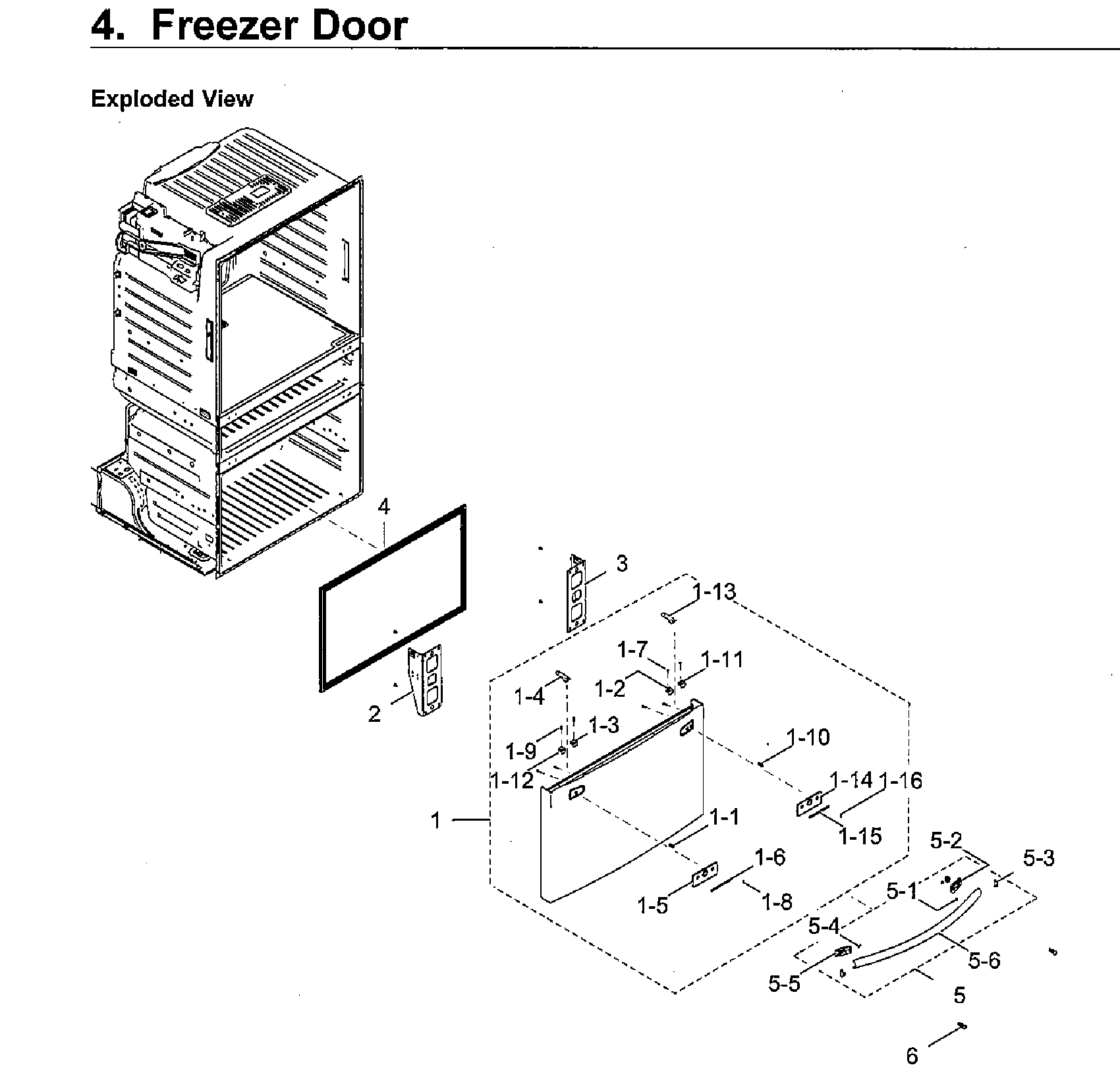 Samsung RF265BEAESR/AA-00 freezer door diagram