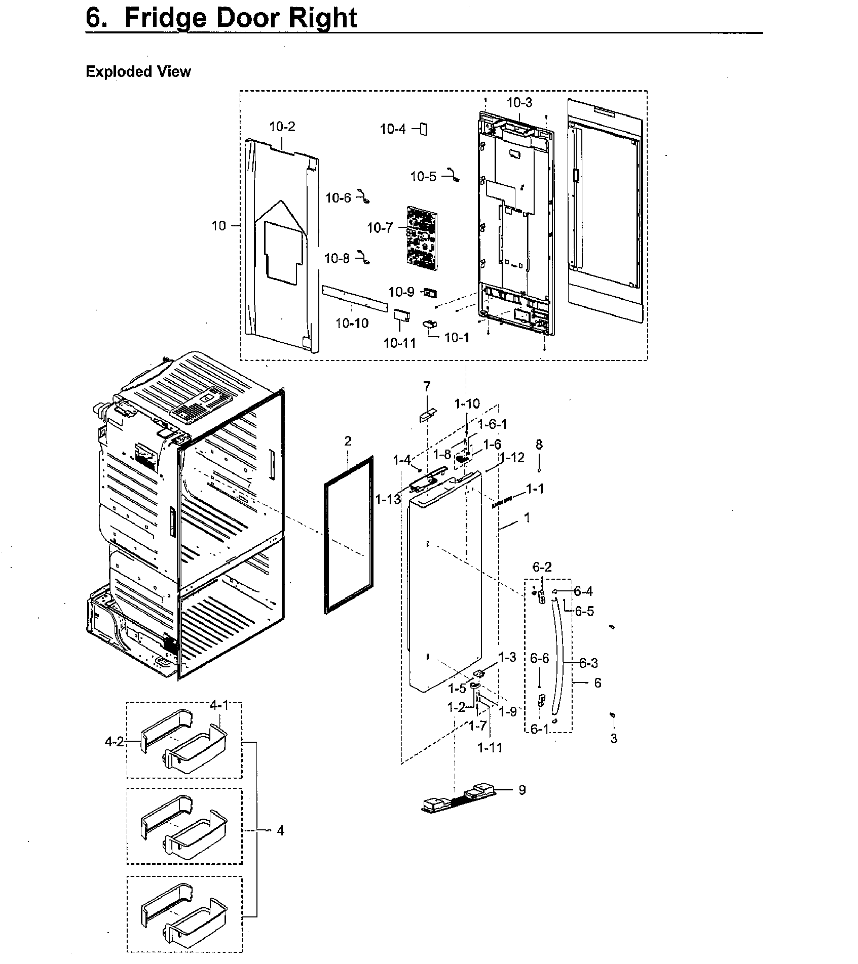 Samsung RF265BEAESR/AA-00 fridge door r diagram