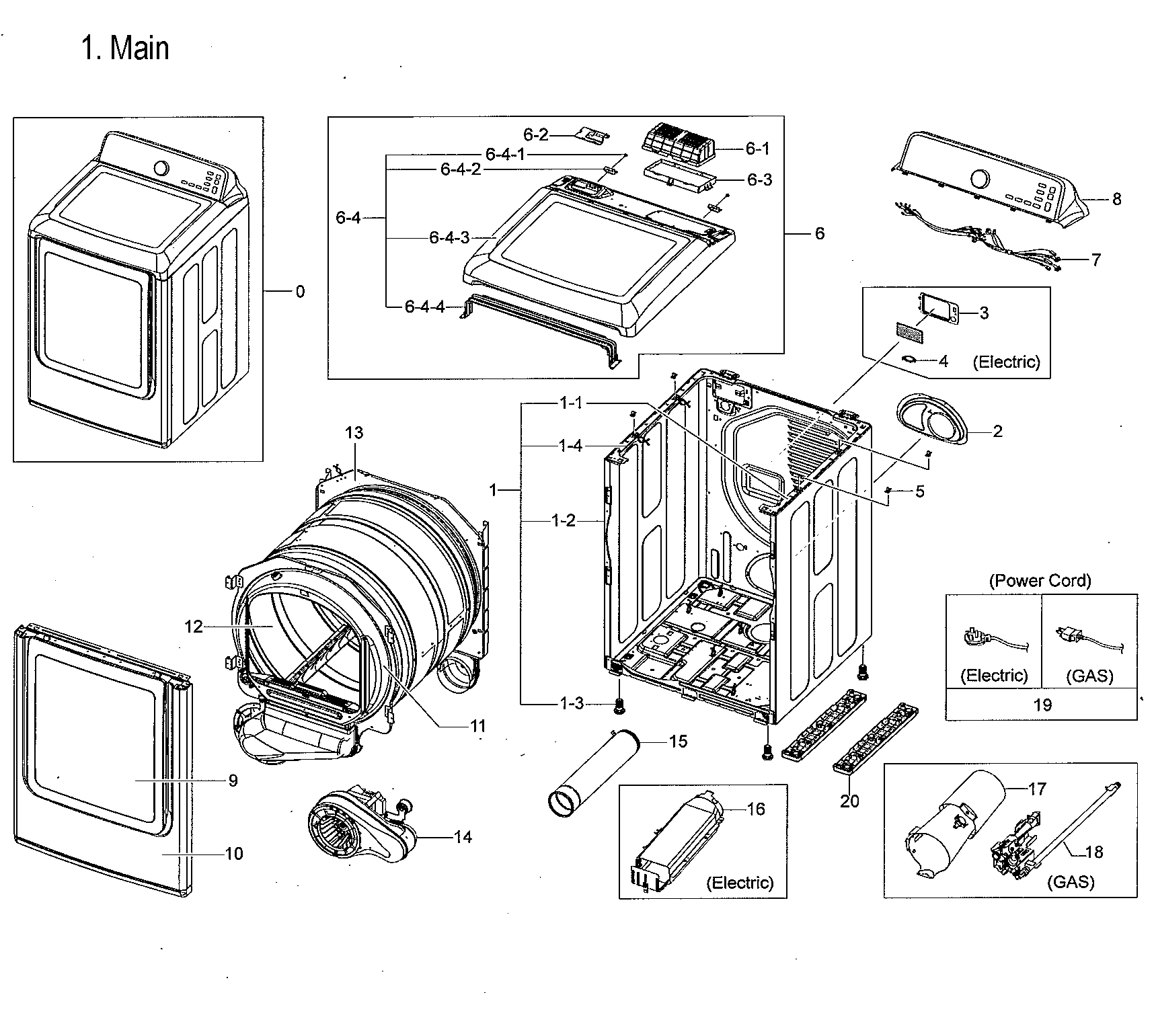 Samsung DVG50M7450W/A3-00 main asy diagram