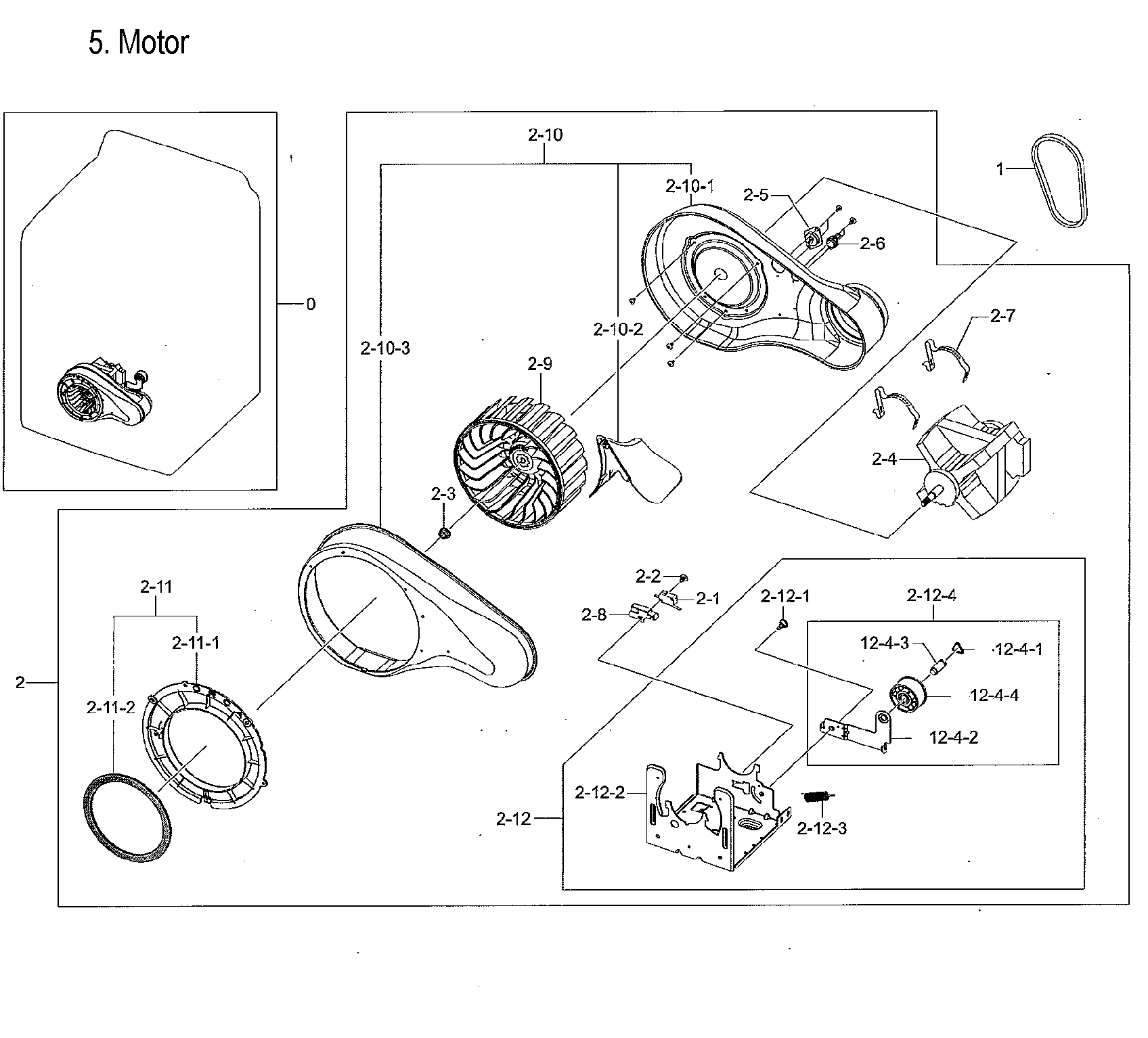 Samsung DVG50M7450W/A3-00 motor duct diagram
