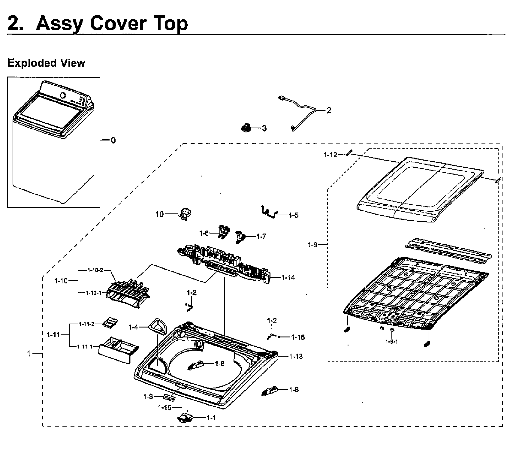 Samsung WA40J3000AW/A2-12 cover top diagram