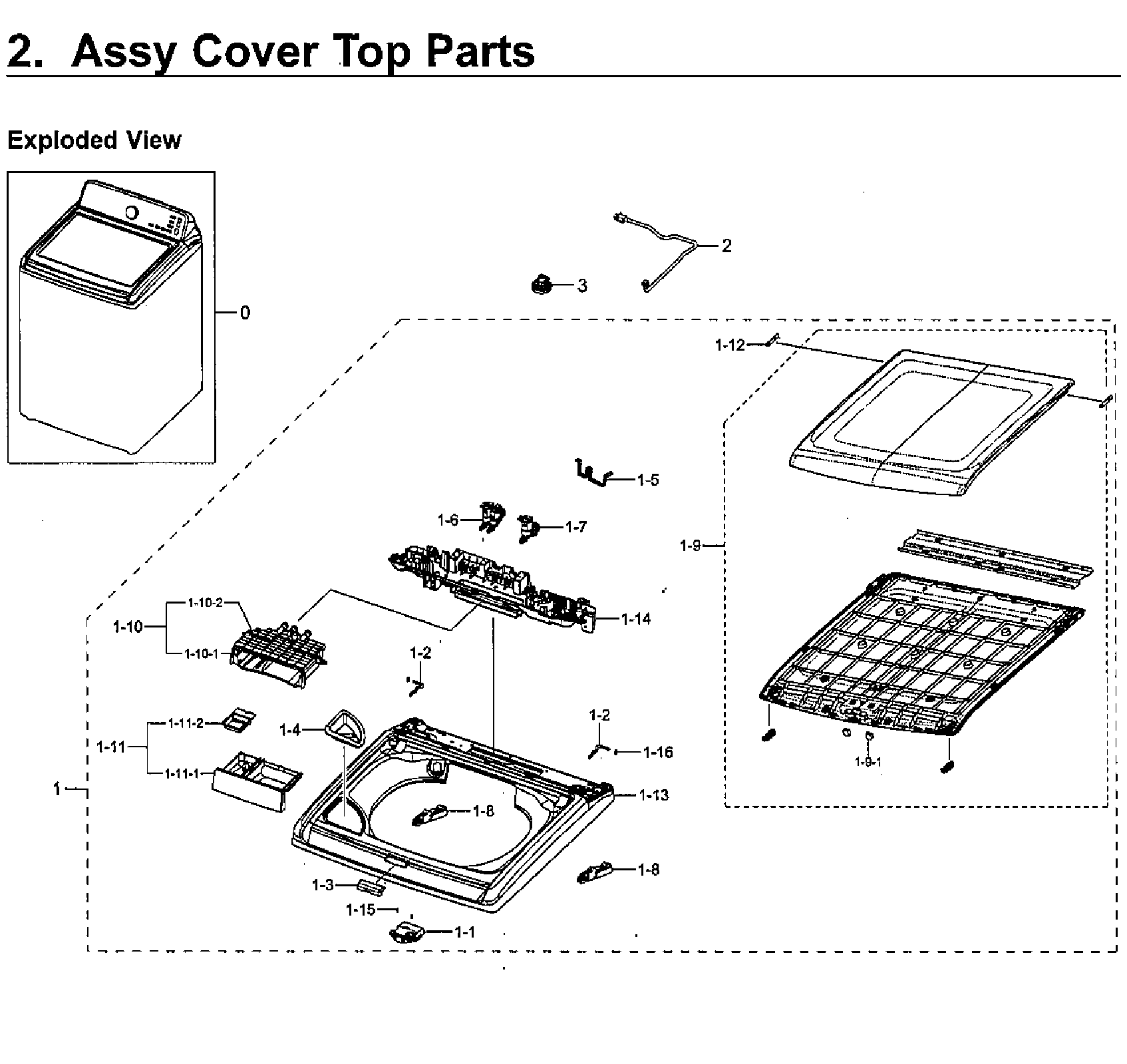Samsung WA40J3000AW/A2-13 cover top diagram