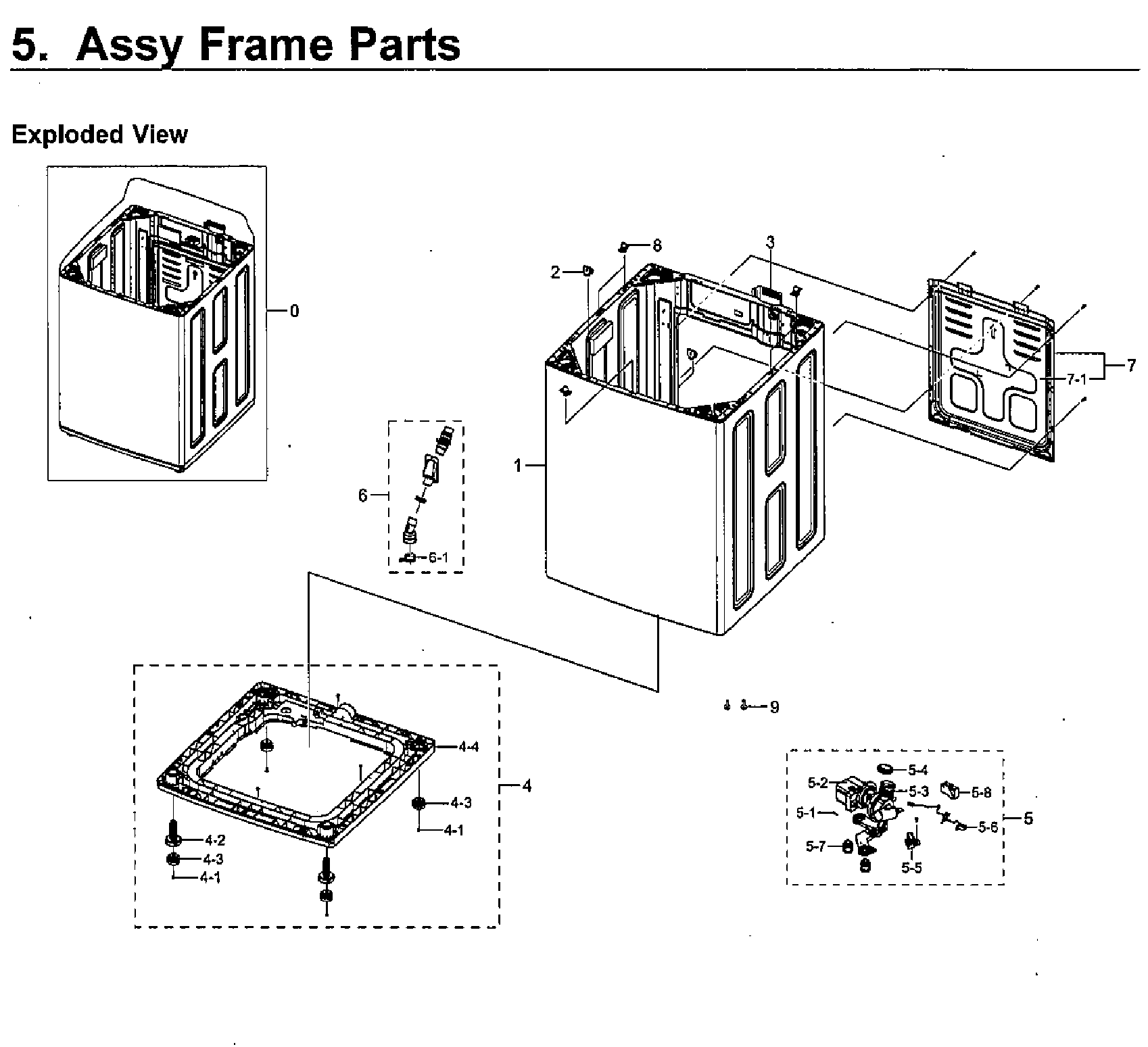 Samsung WA40J3000AW/A2-13 frame & case diagram