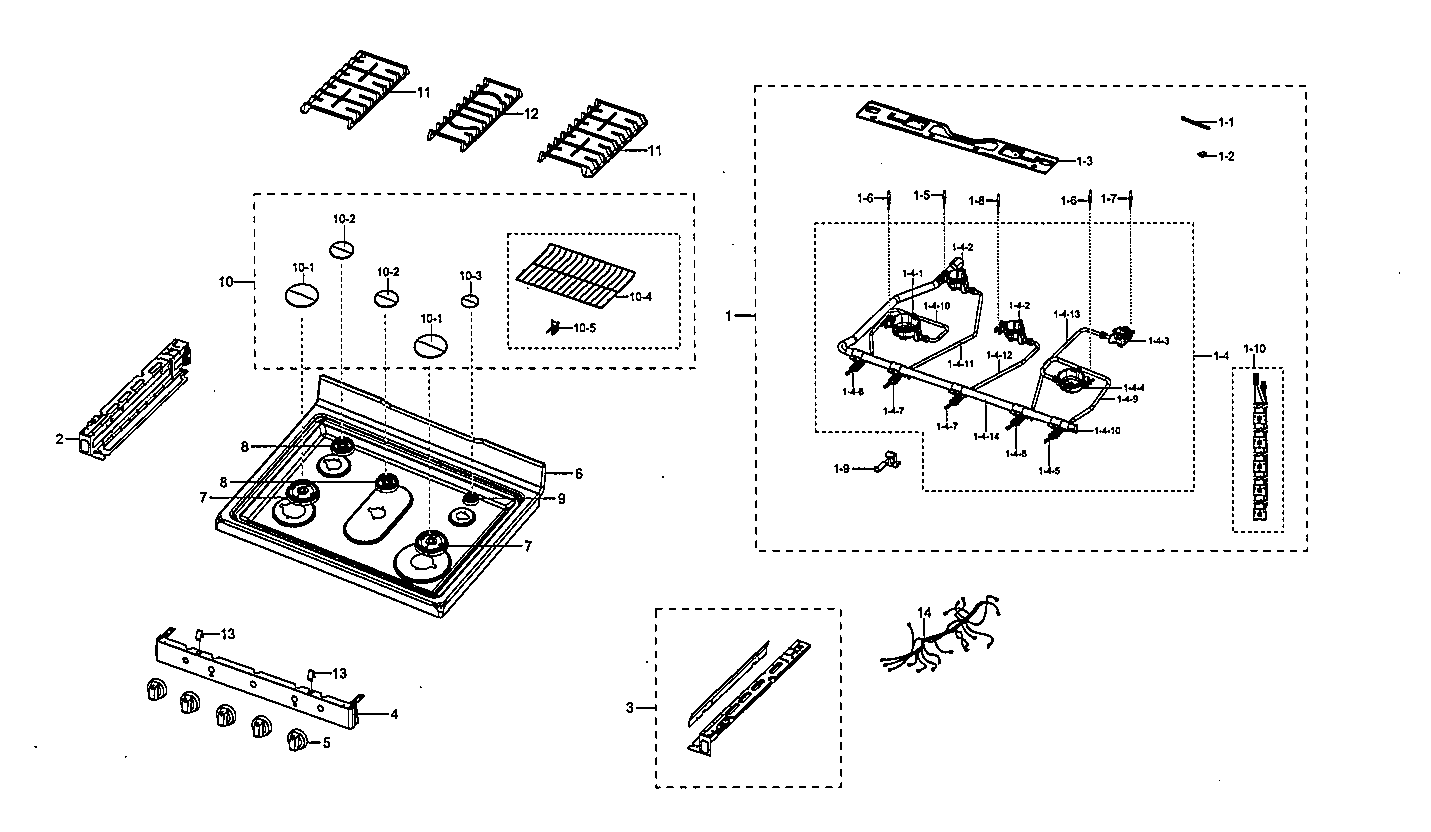 Samsung NX58M6850SS/AA-00 cooktop assy diagram