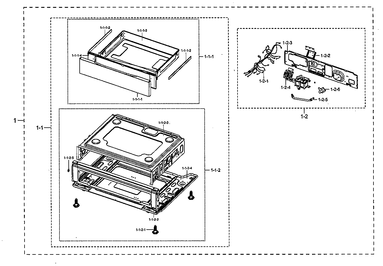 Samsung NX58M6850SS/AA-00 drawer assy diagram
