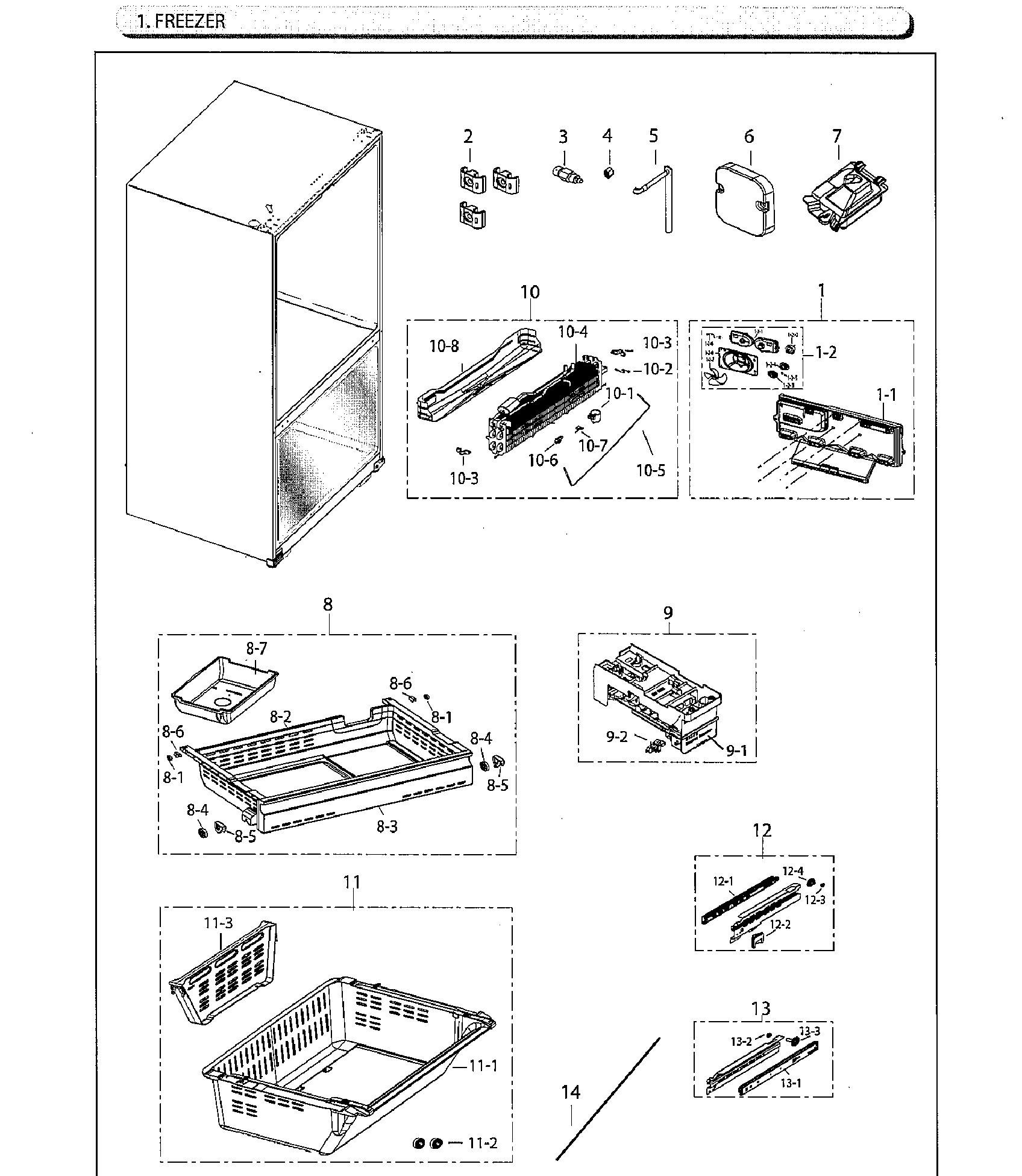 Samsung RF260BEAESG/AA-00 freezer diagram