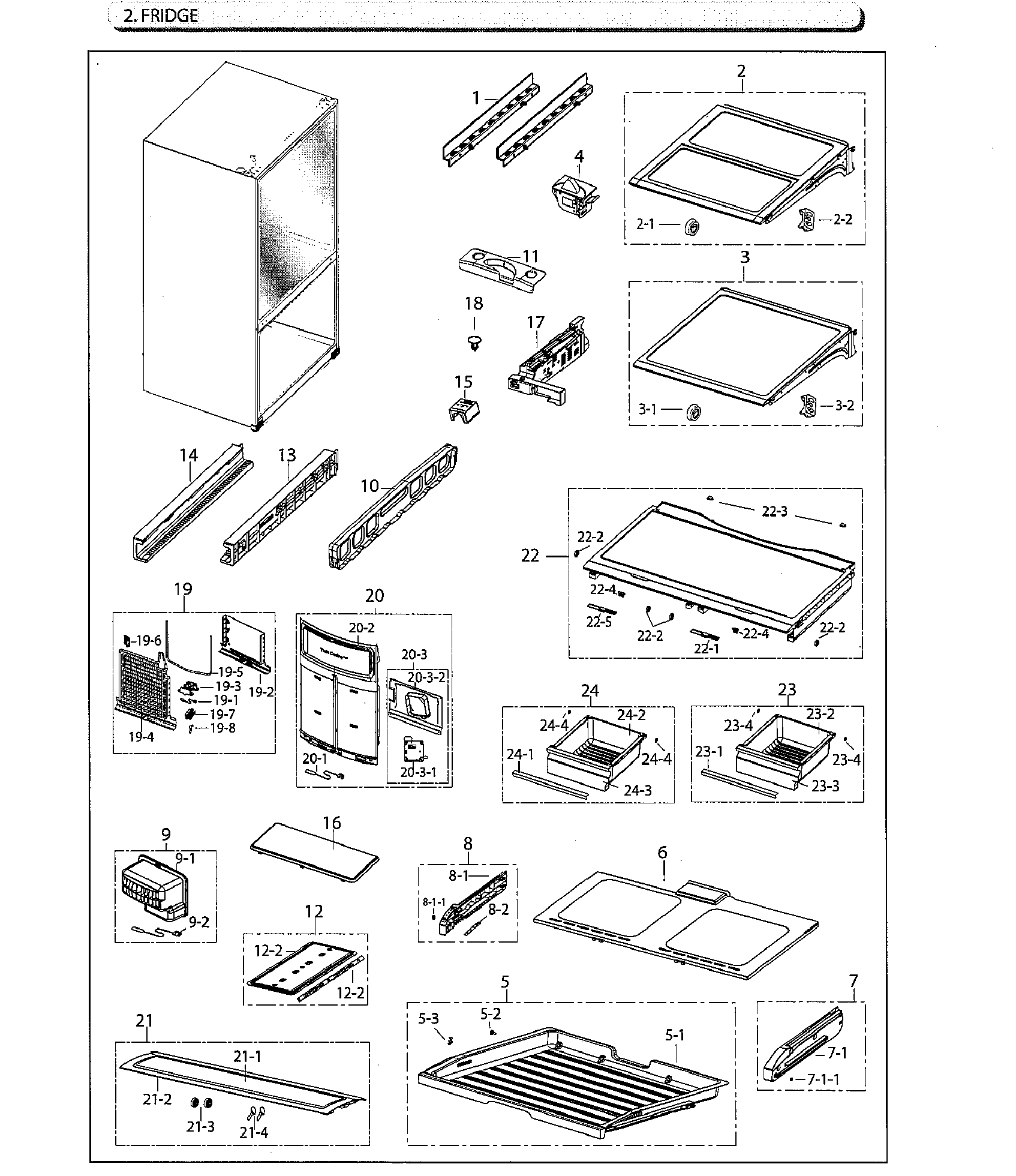 Samsung RF260BEAESG/AA-00 fridge diagram