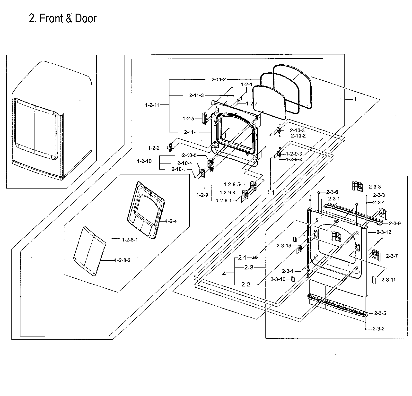 Samsung DVG54M8750V/A3-00 frame front & door diagram