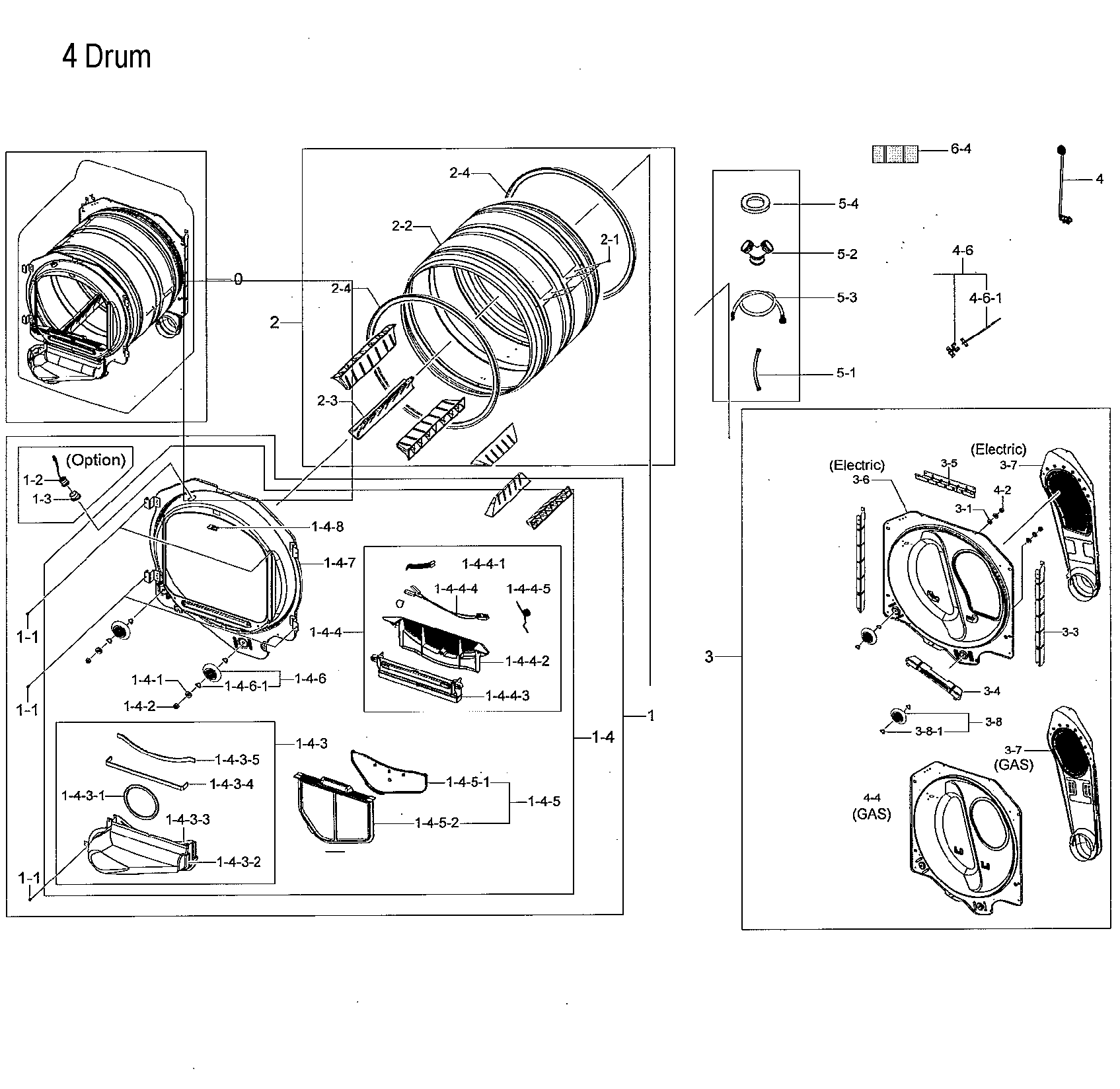 Samsung DVG54M8750V/A3-00 drum parts diagram