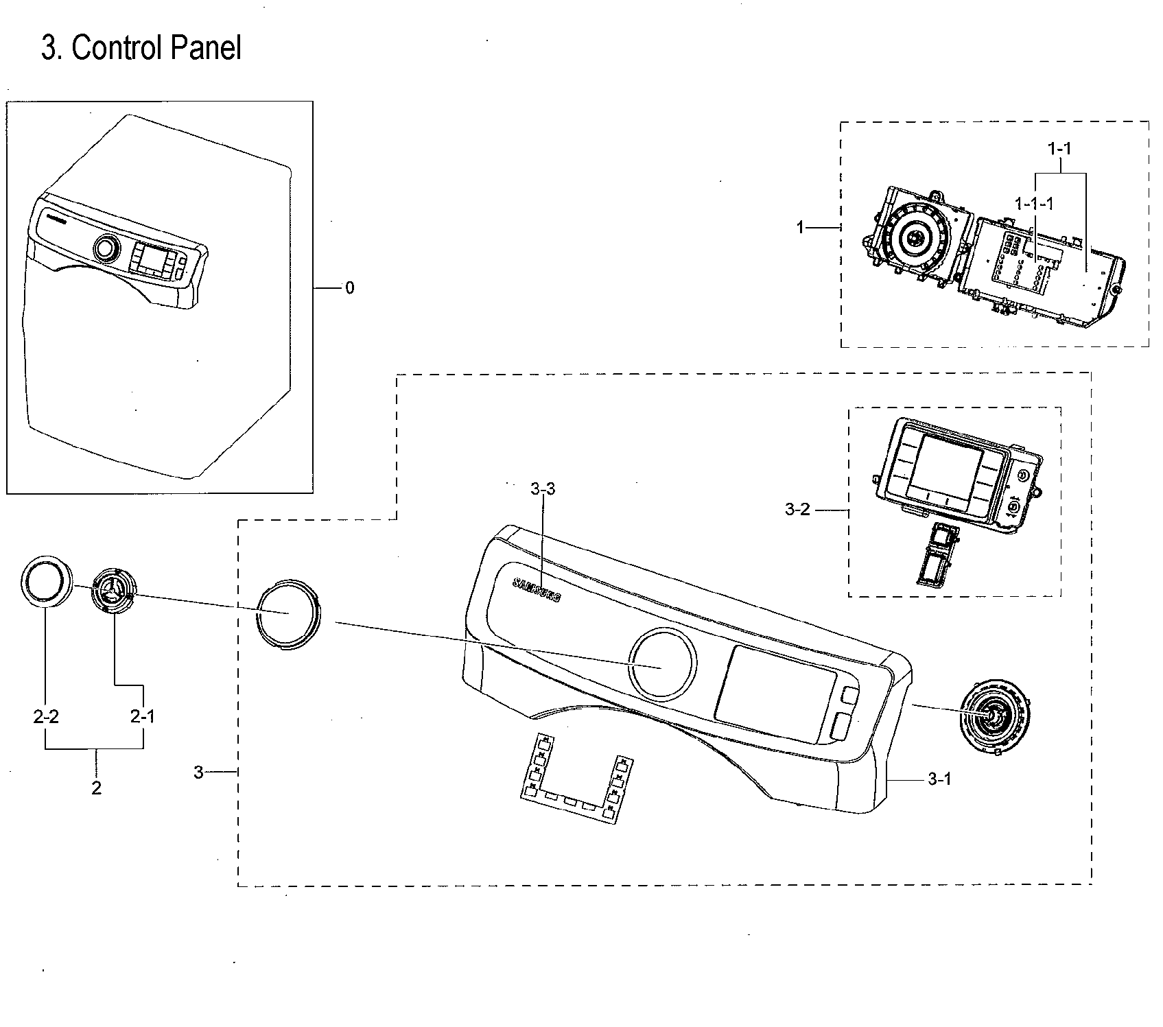 Samsung DVE45M5500W/A3-00 control panel diagram