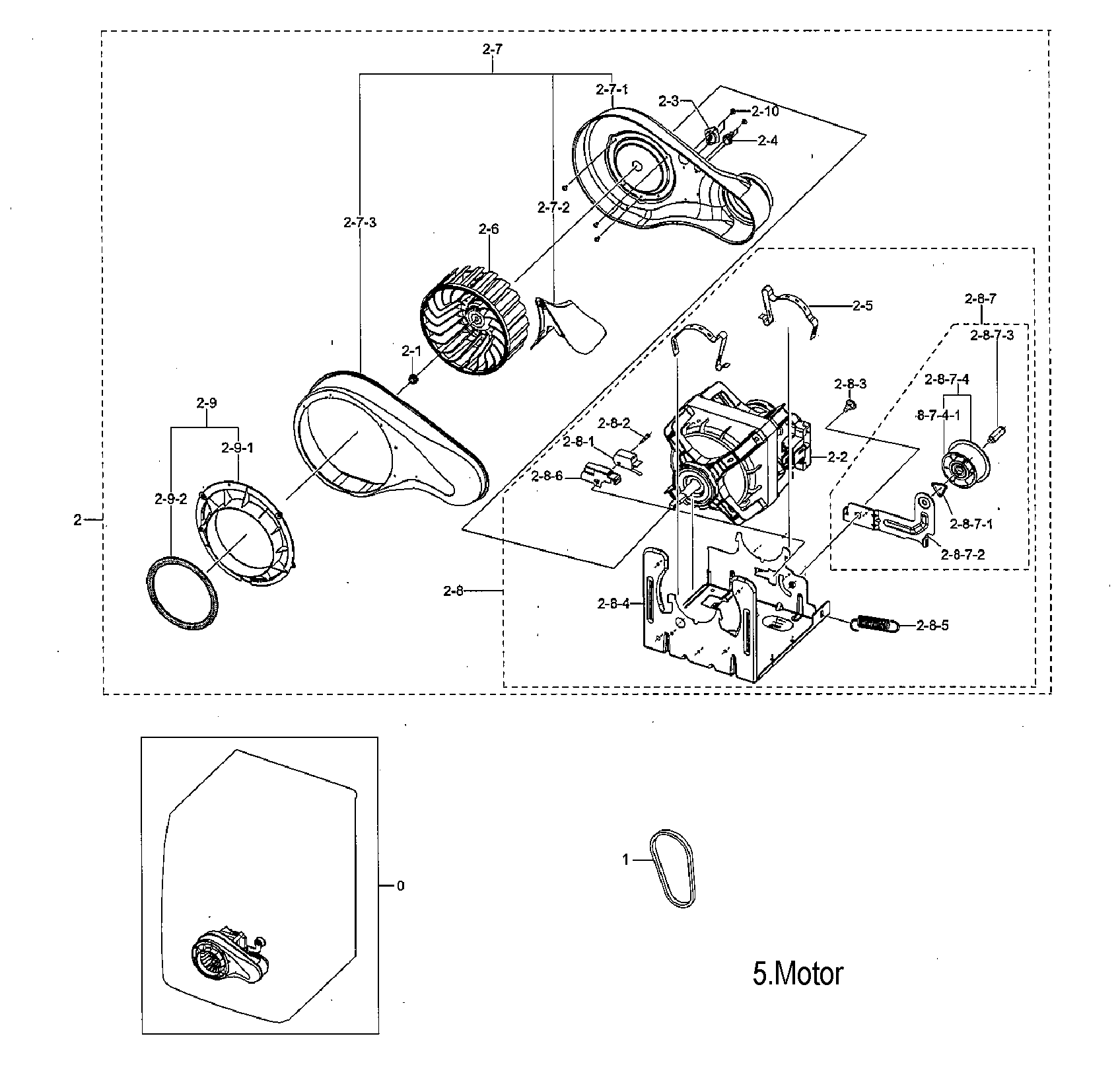 Samsung DVE45M5500W/A3-00 motor duct diagram