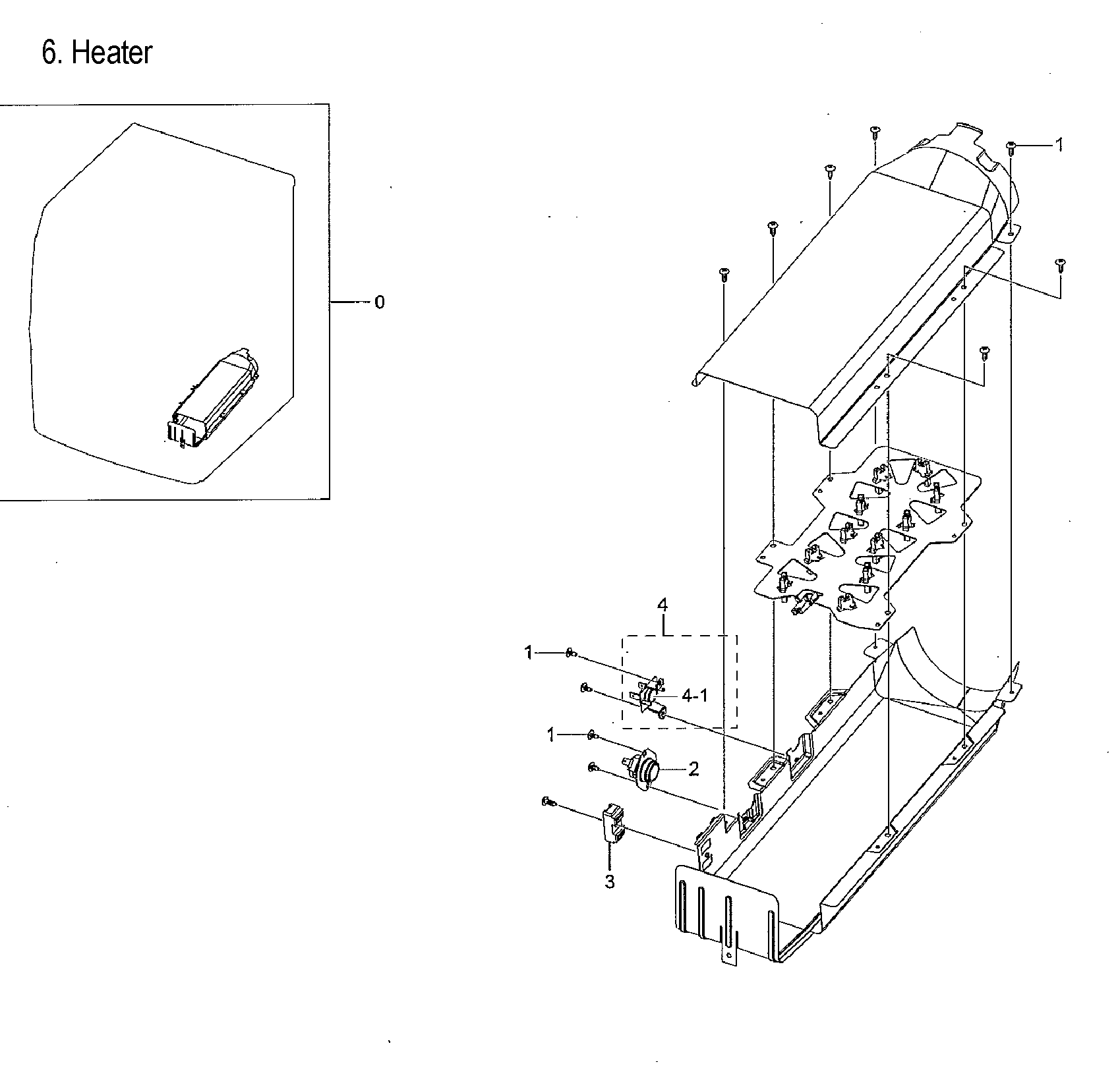Samsung DVE45M5500W/A3-00 duct heater diagram