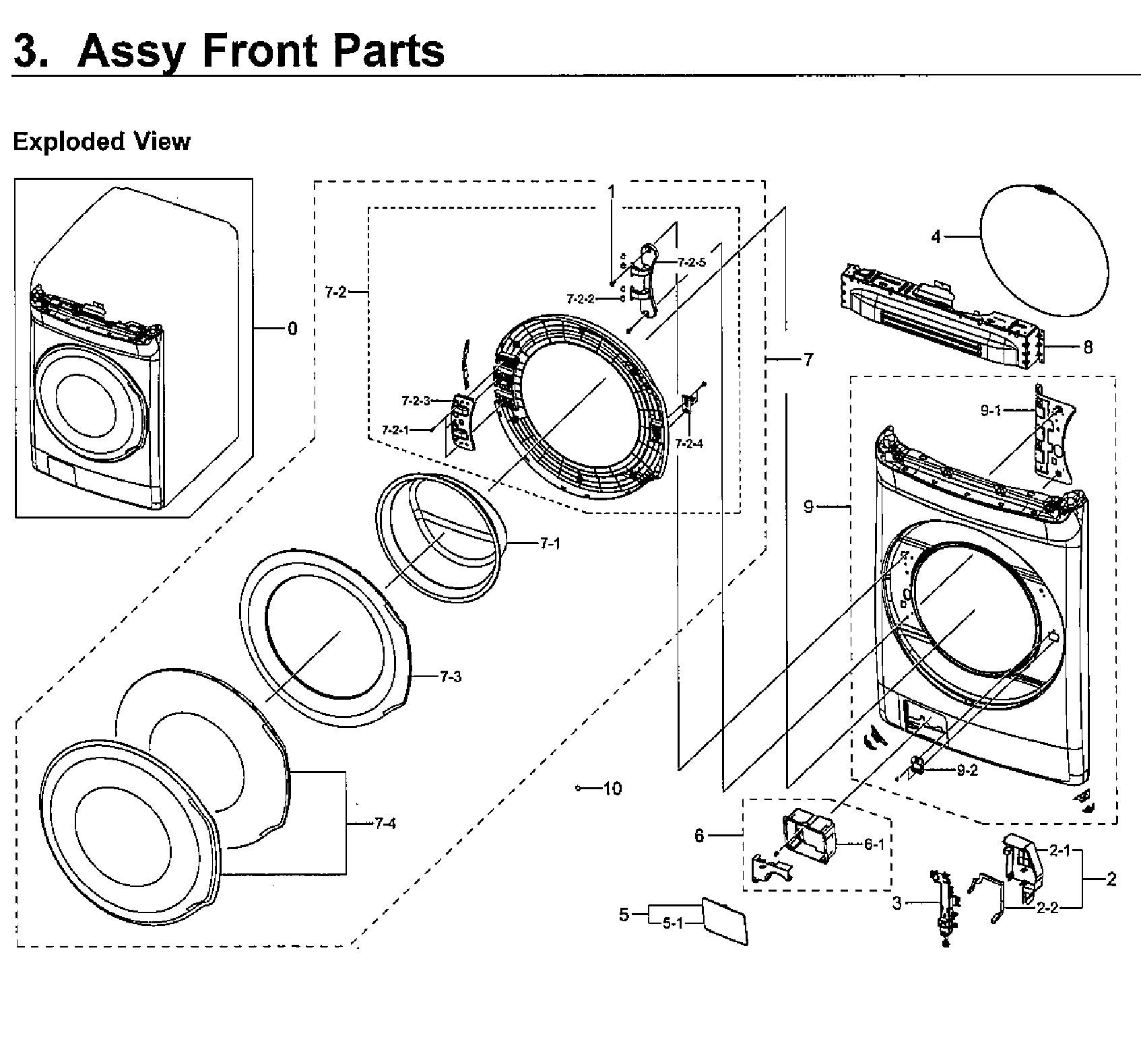 Samsung WV55M9600AW/A5-00 front parts diagram