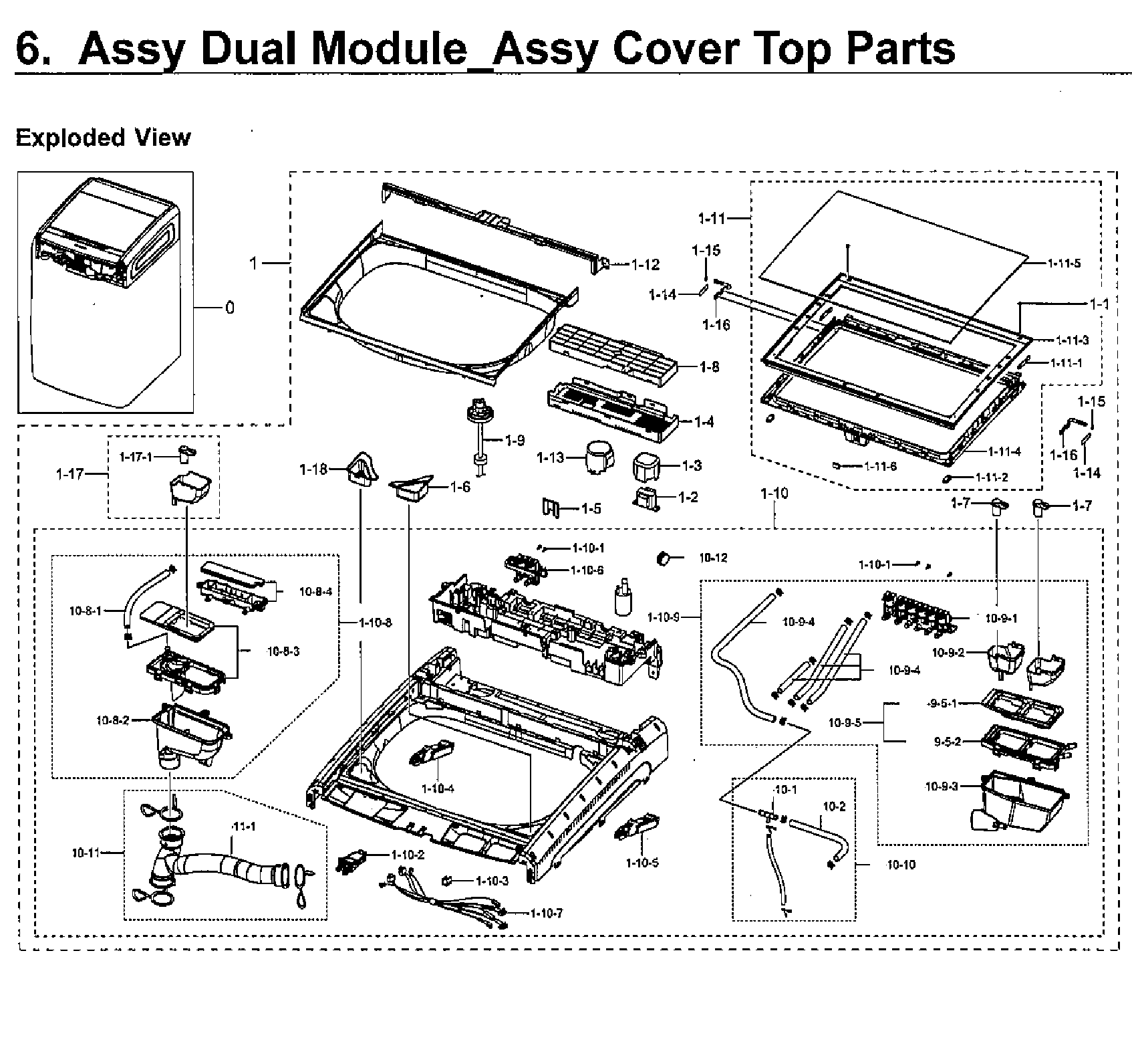 Samsung WV55M9600AW/A5-00 dual module cover parts diagram